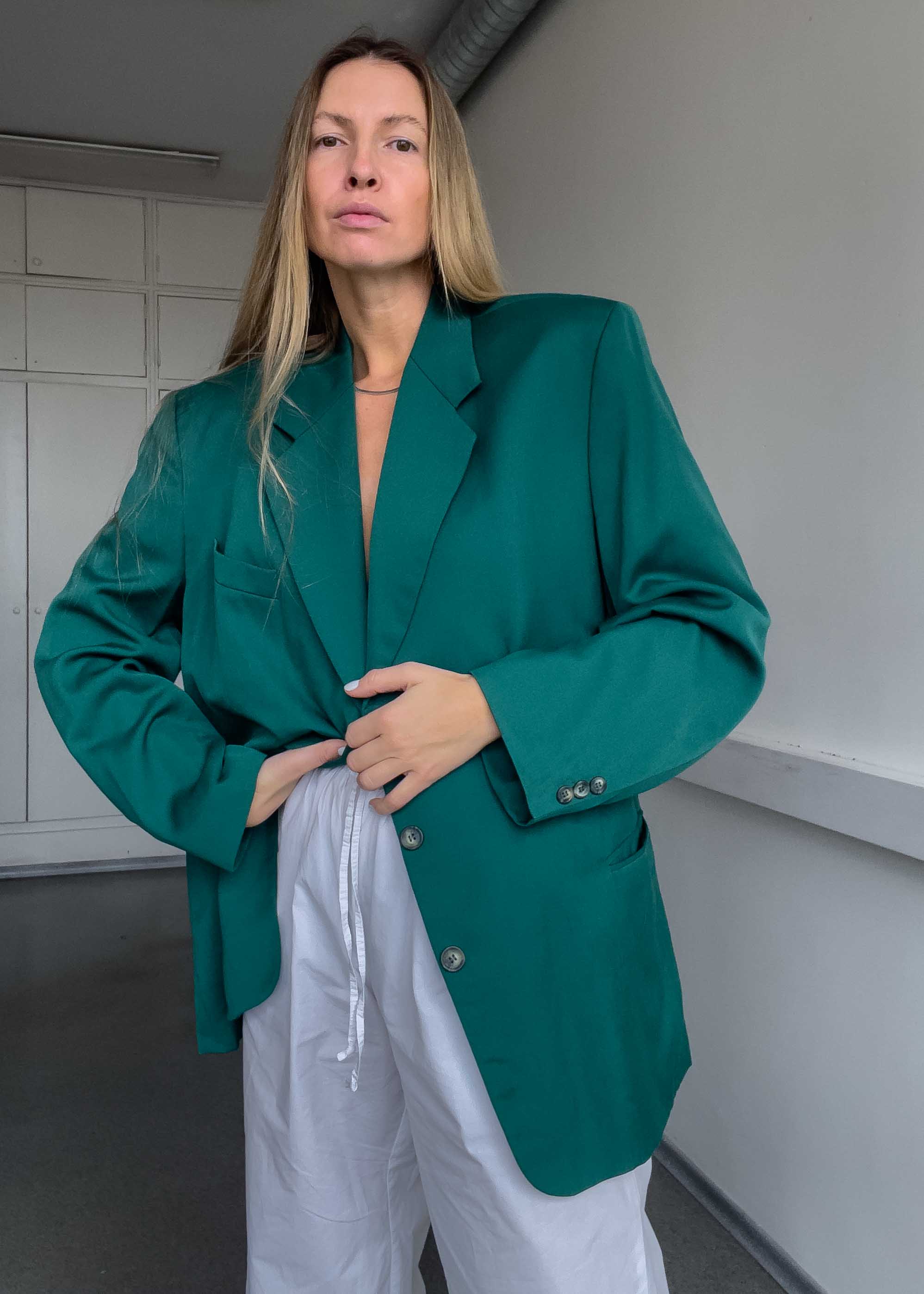Vintage Green Oversized Blazer