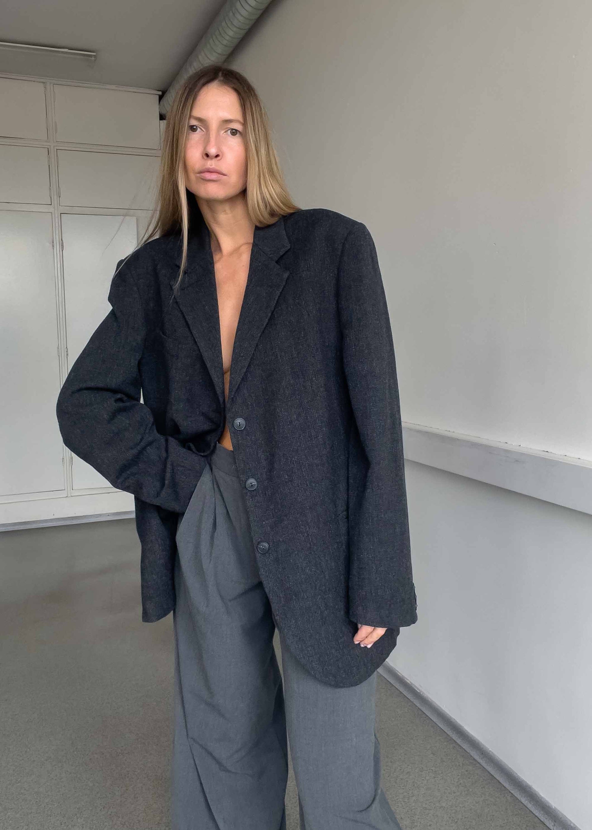 Vintage Grey Oversized Blazer