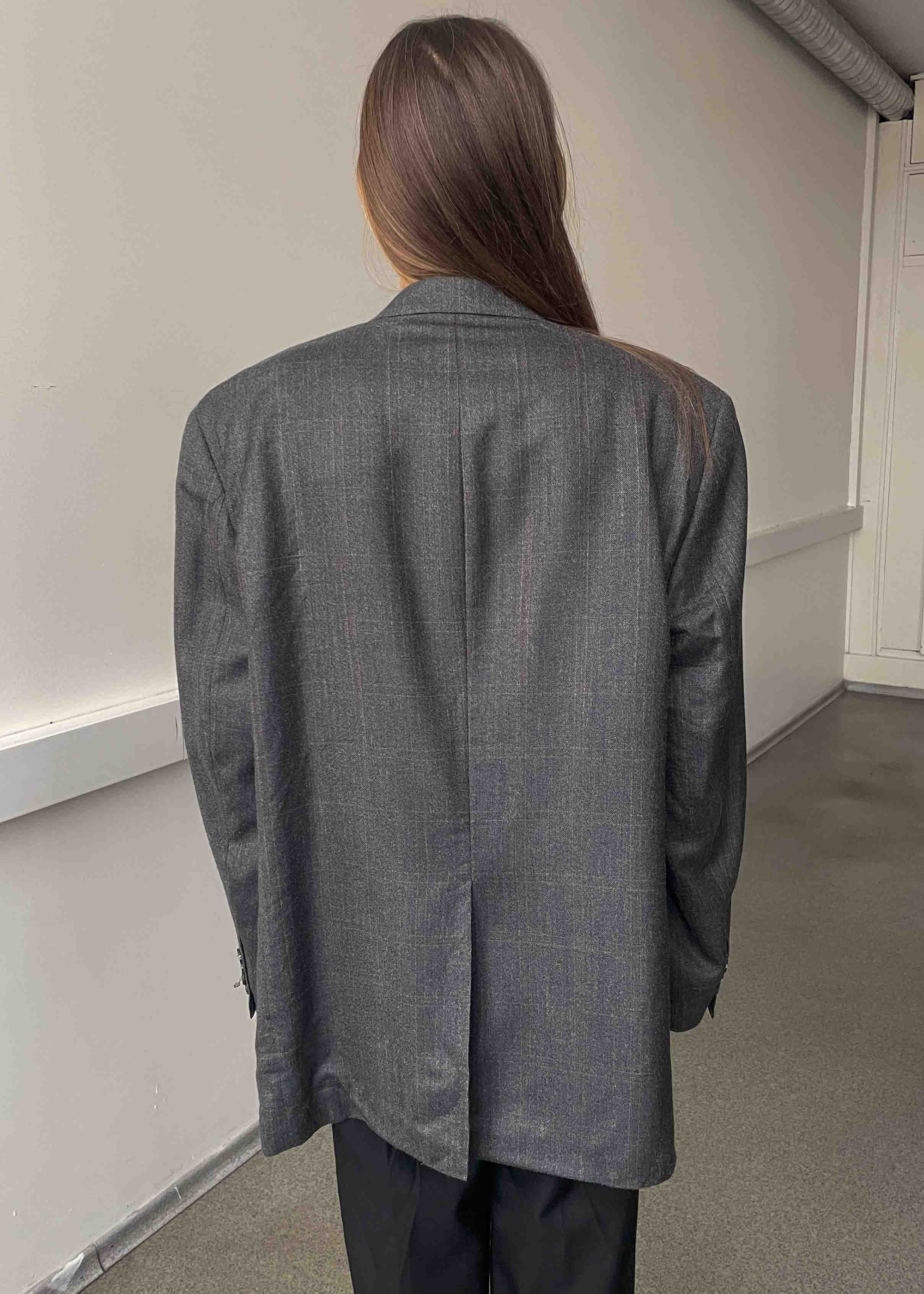 Vintage Dark Grey Patterned Oversized Blazer Chaps by RALPH LAUREN