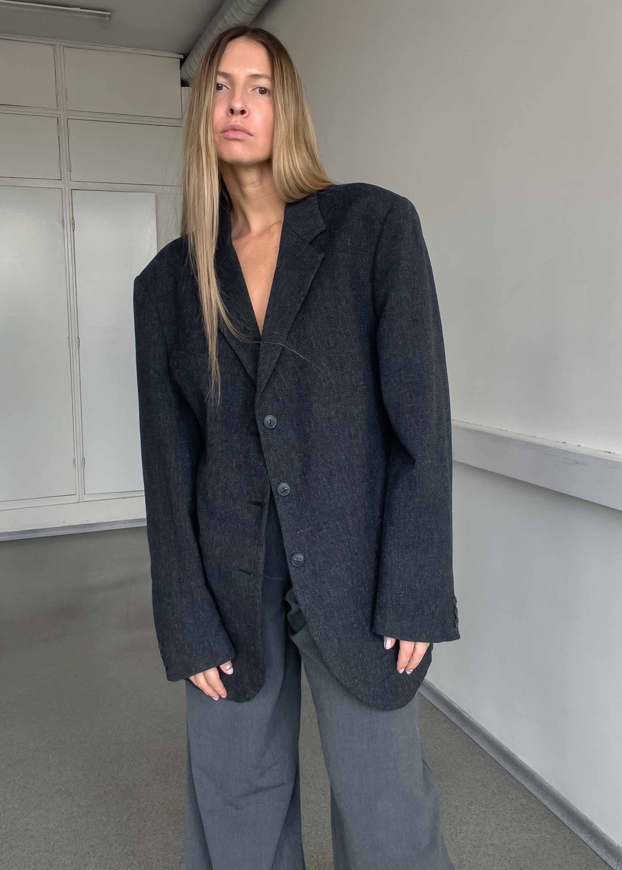 Vintage Grey Oversized Blazer