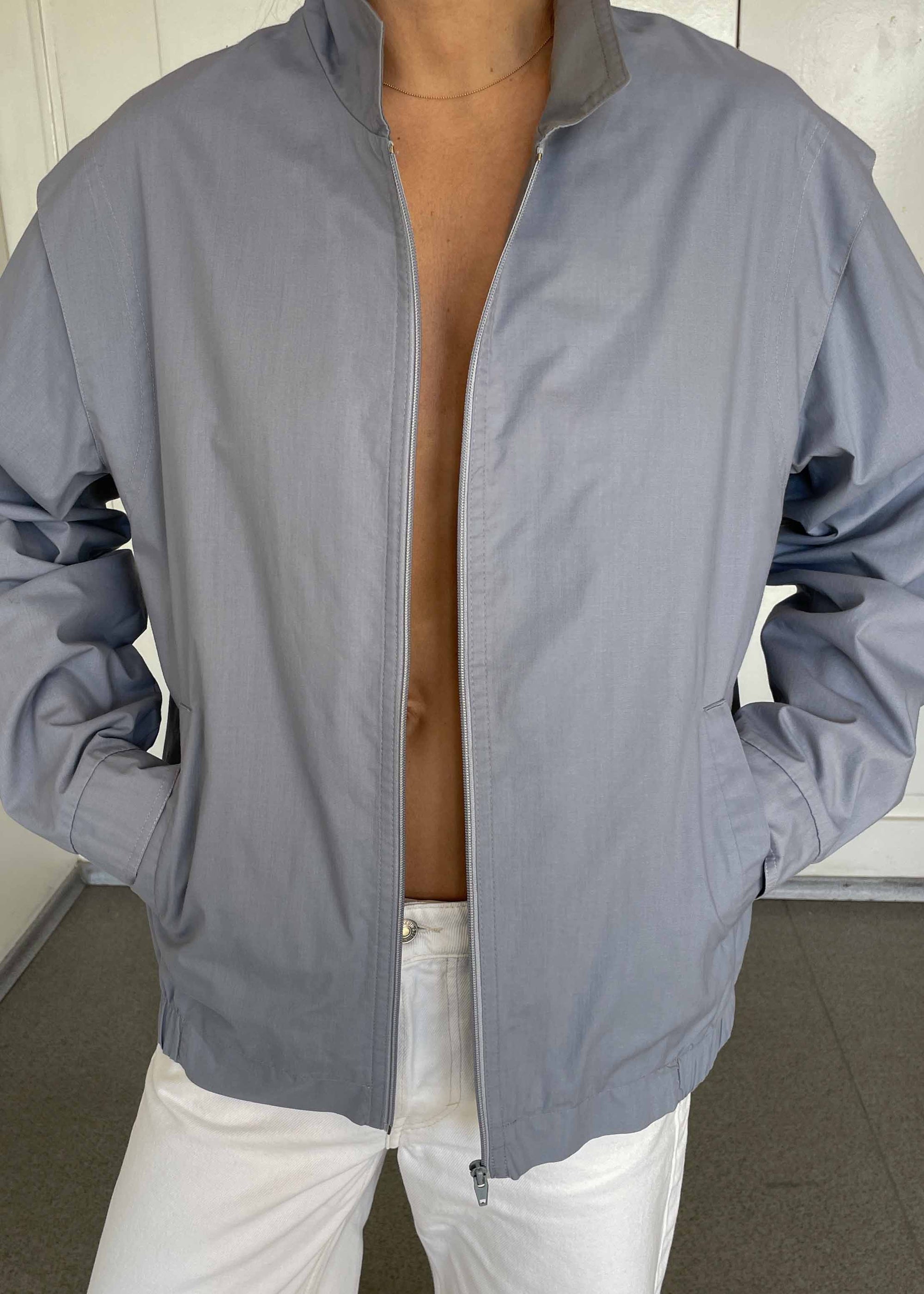 Vintage Blue Lightweight Bomber Jacket – Zip Closure