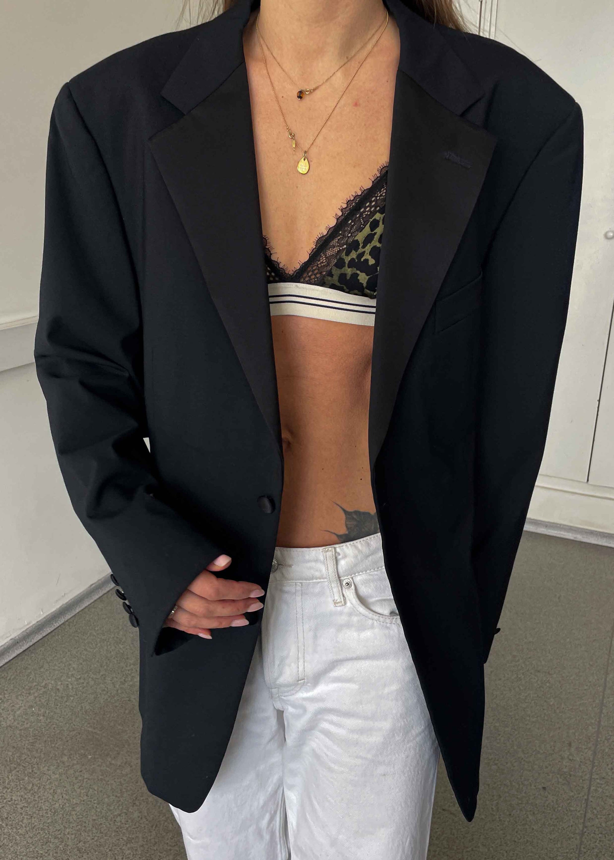 Vintage Black Oversized Tuxedo Blazer