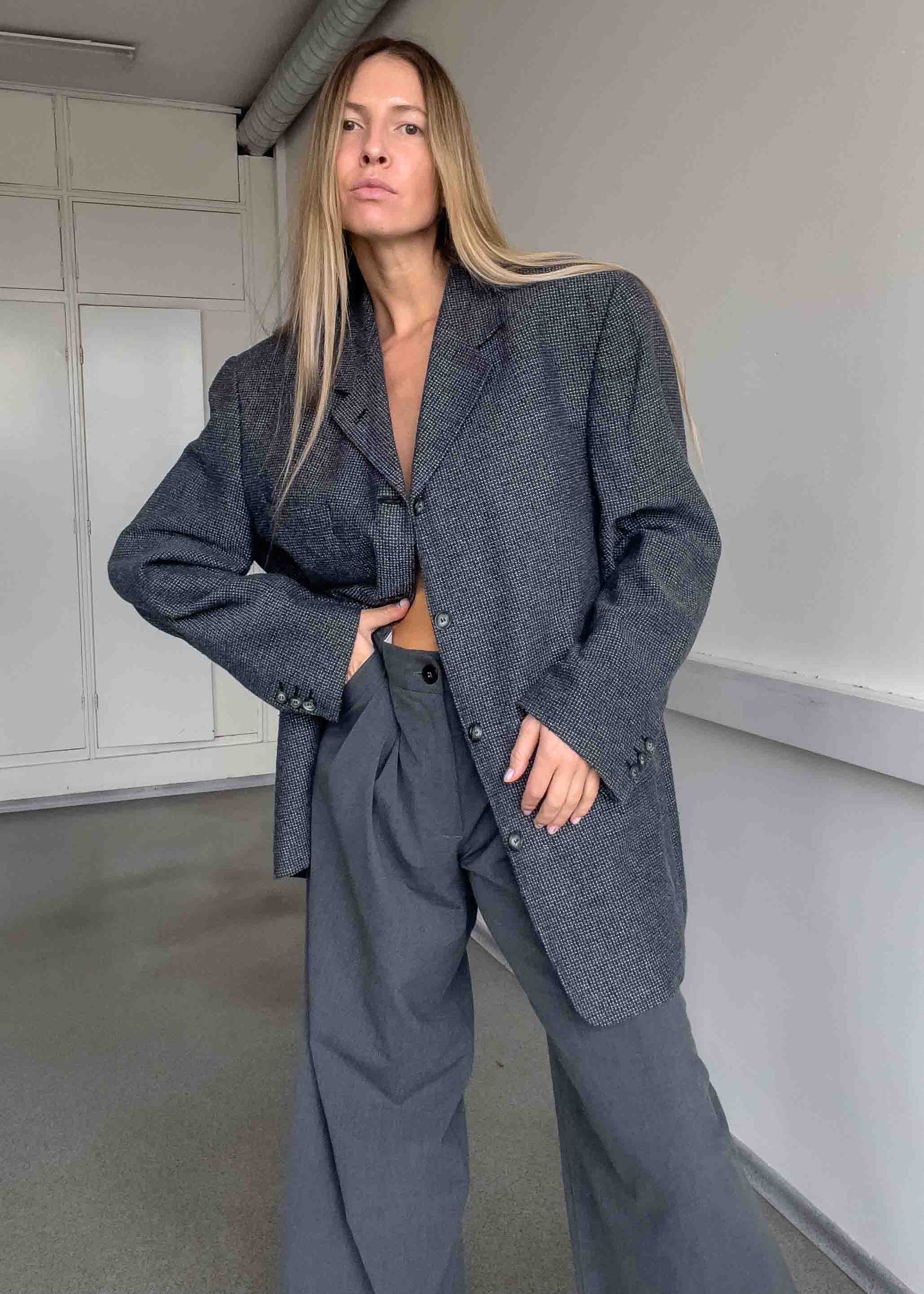 Vintage Grey Oversized Blazer