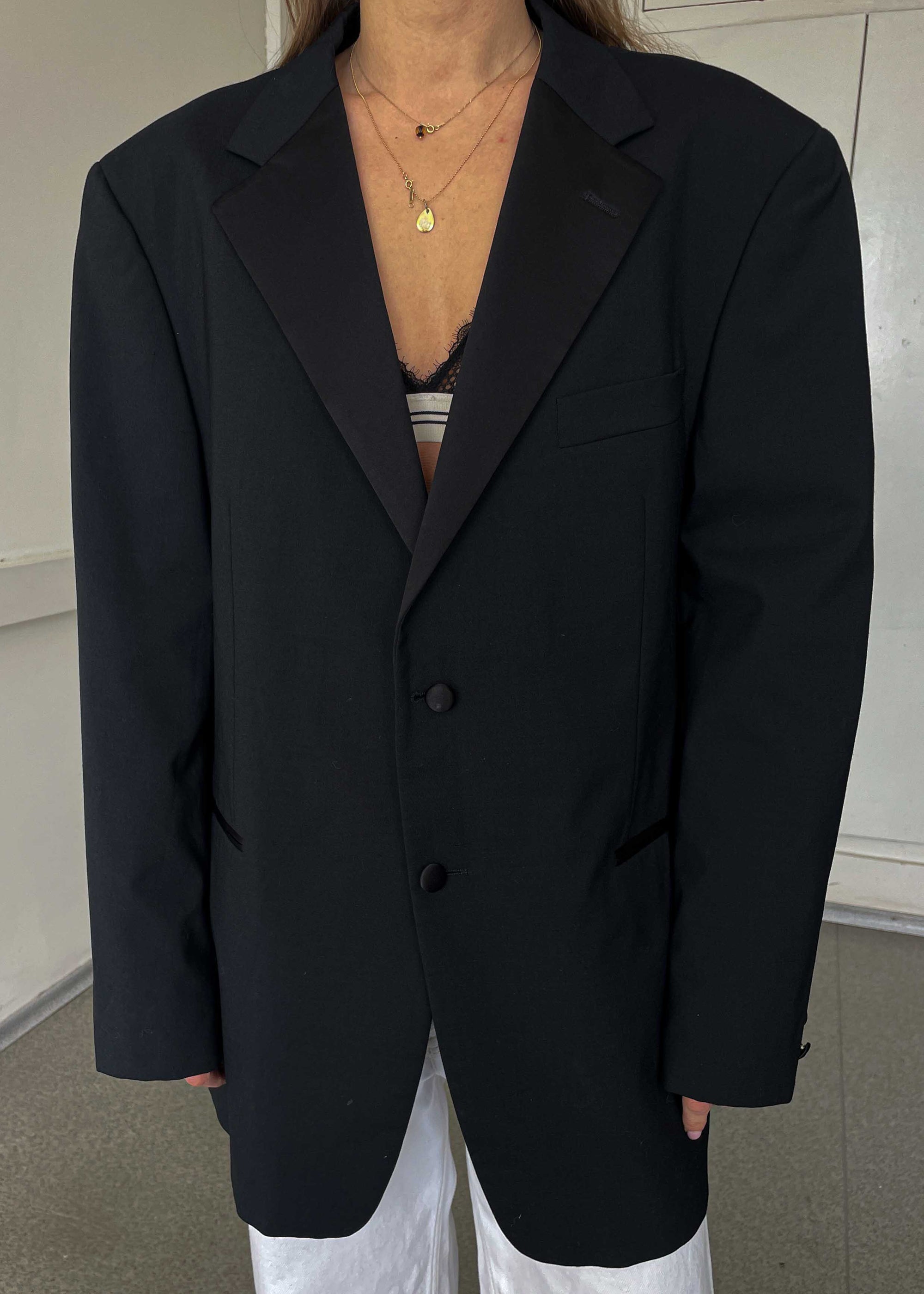 Vintage Black Oversized Tuxedo Blazer