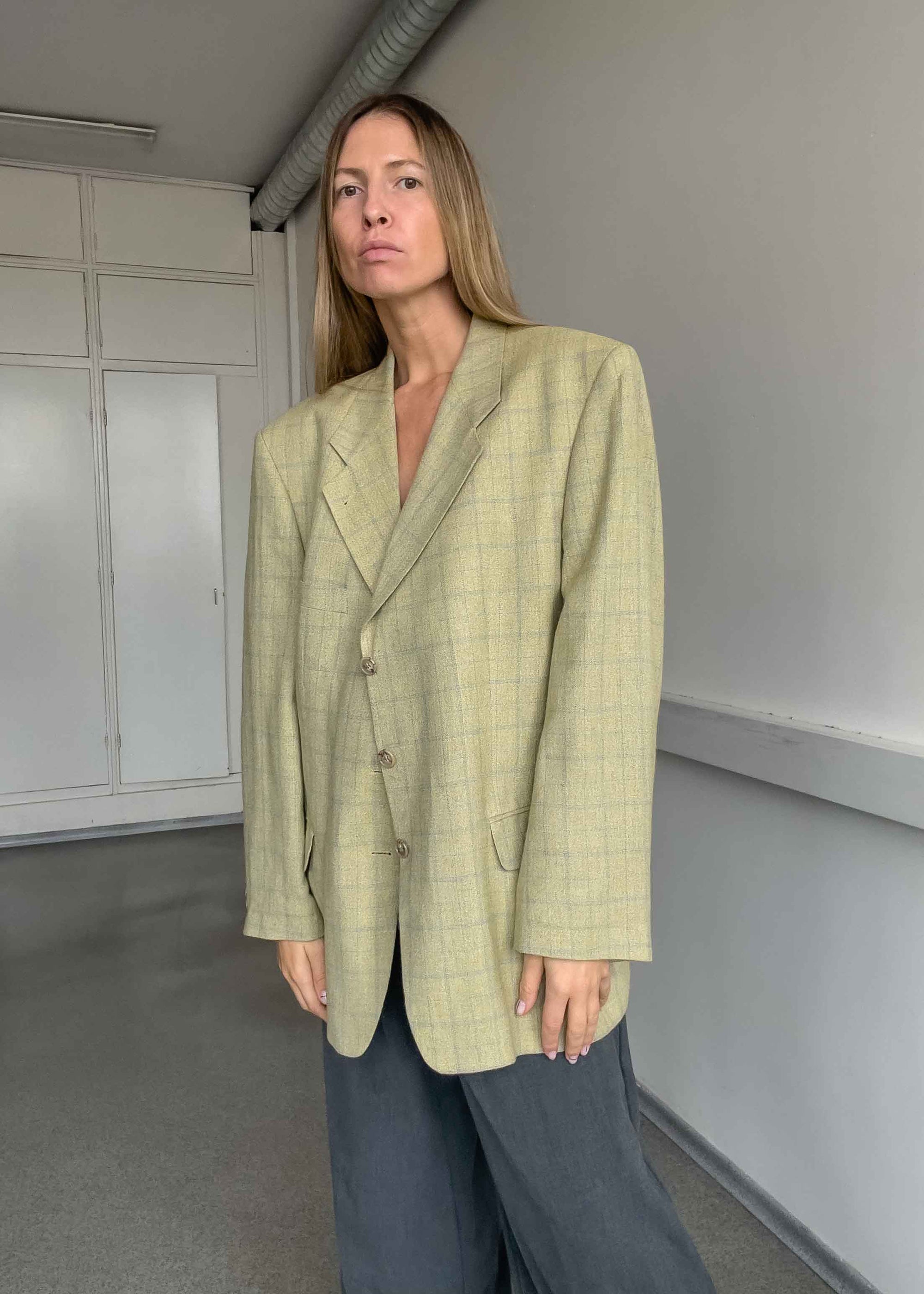Vintage Checked Oversized Blazer