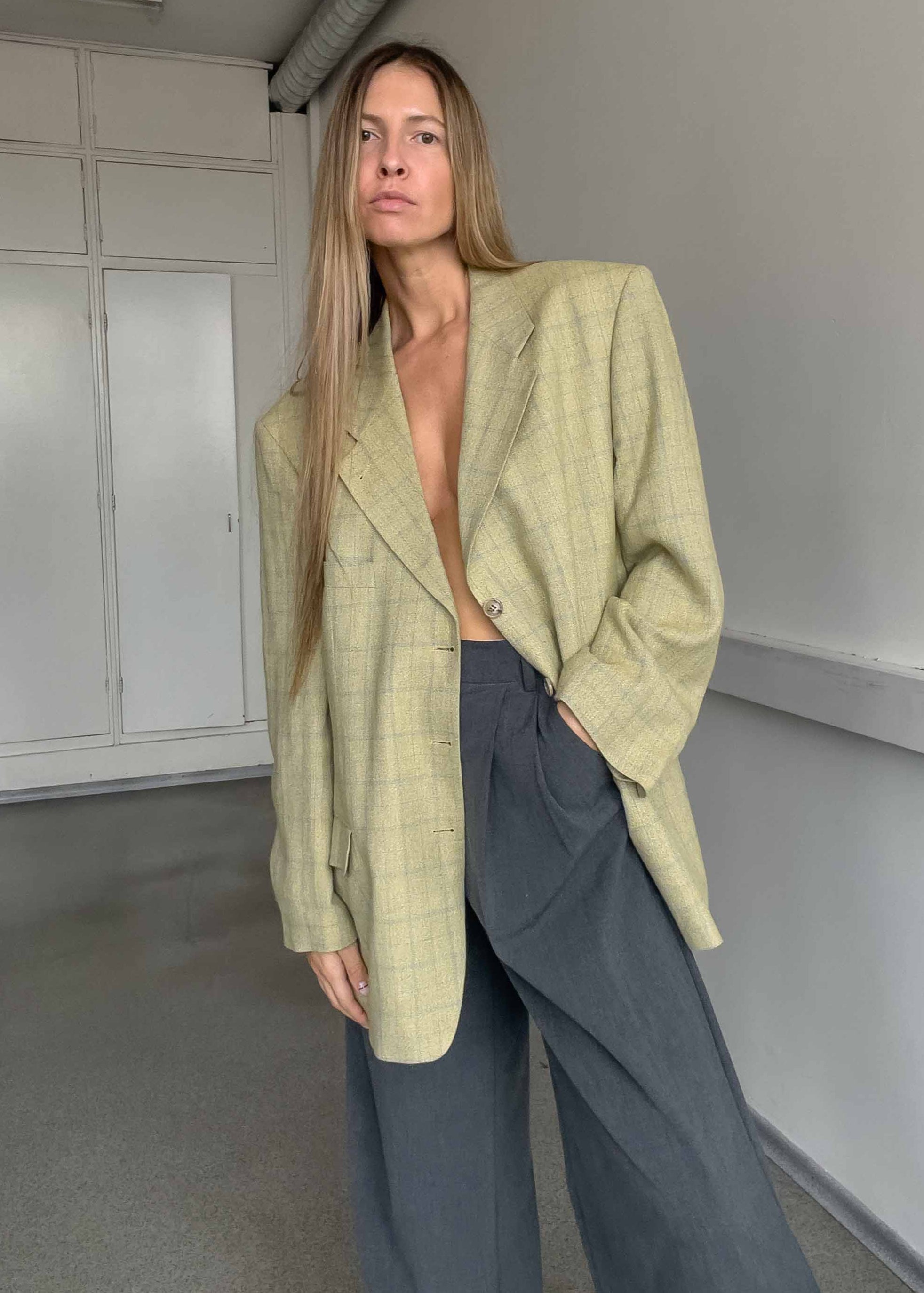 Vintage Checked Oversized Blazer