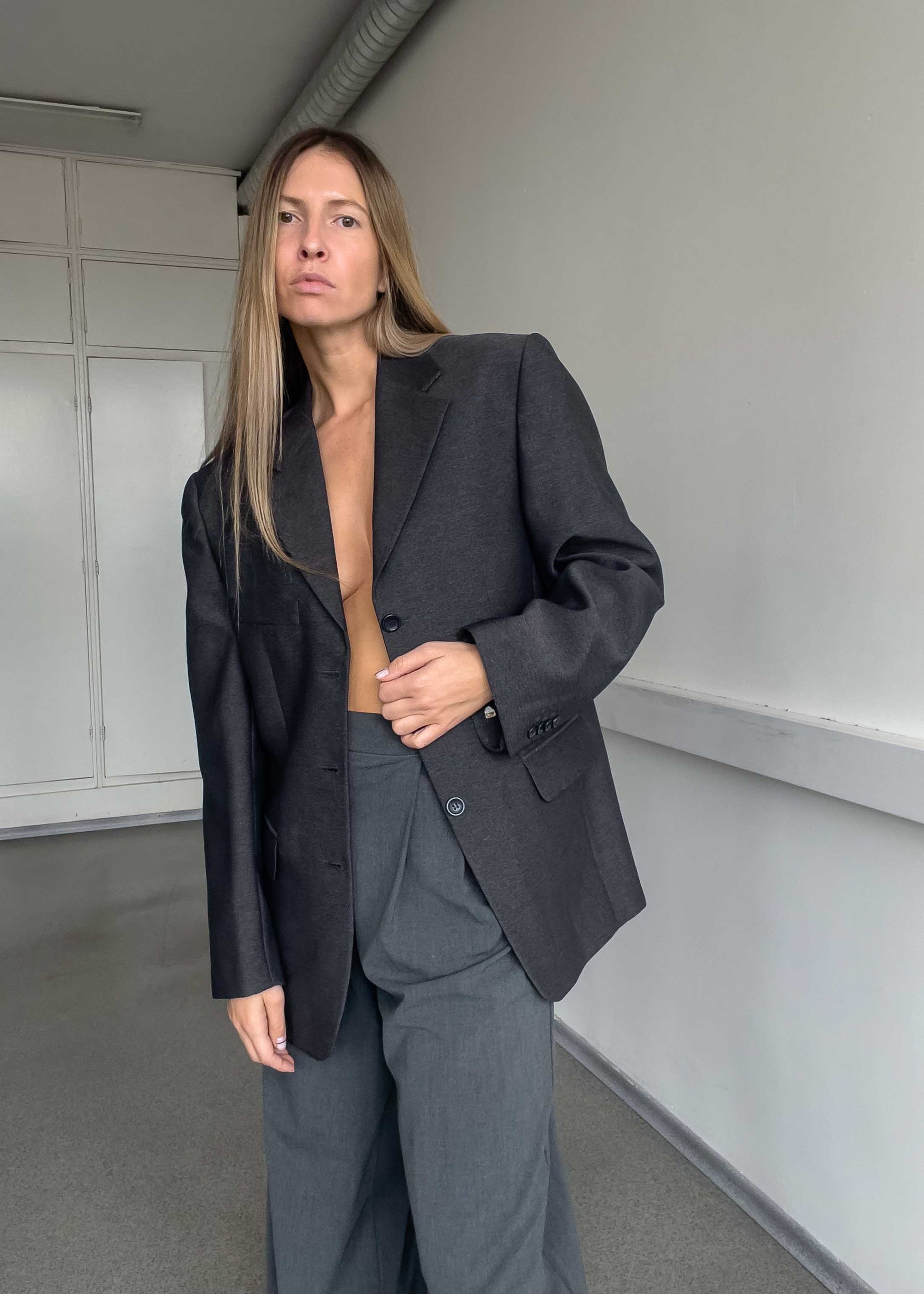 Vintage Grey Oversized Blazer