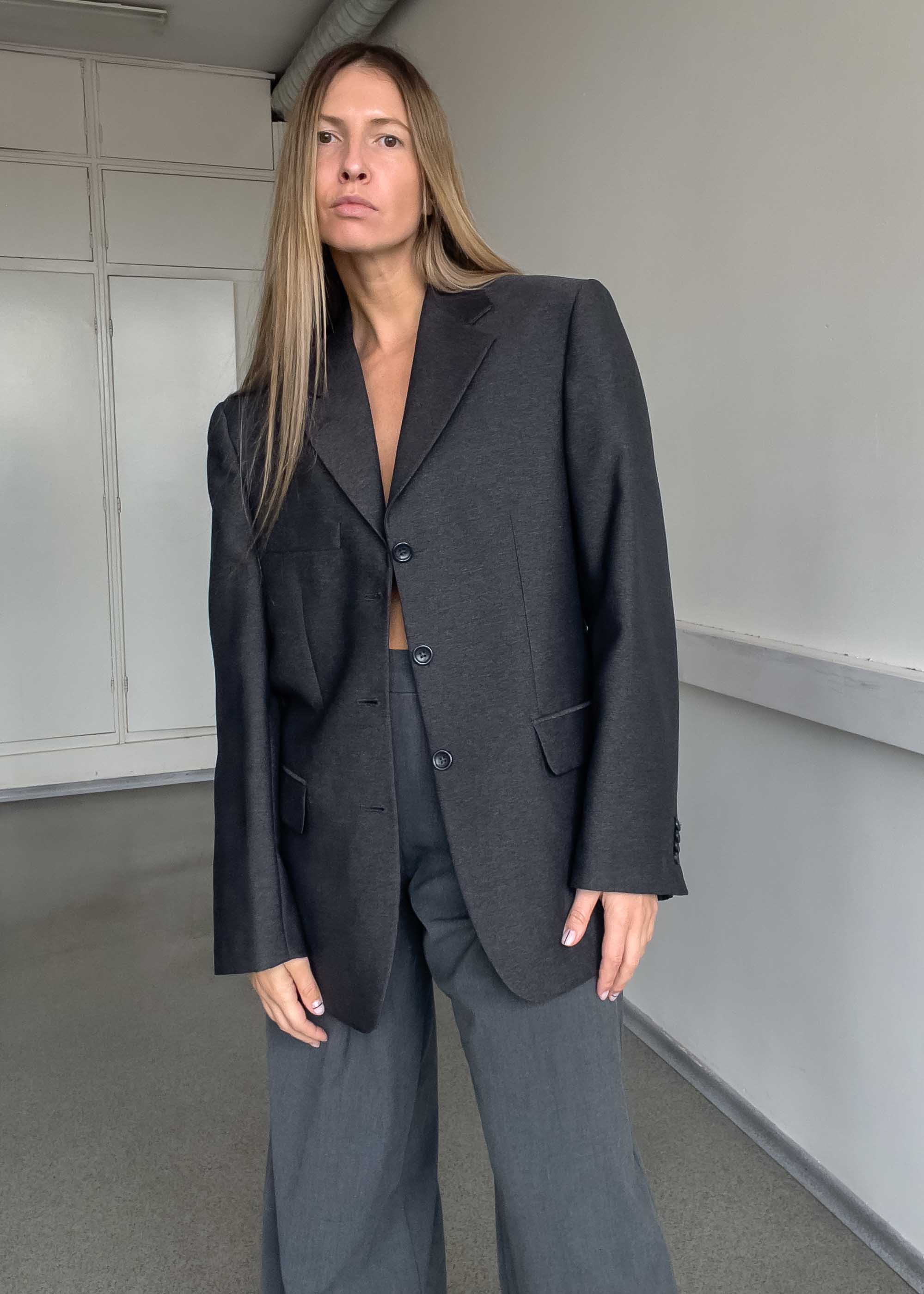 Vintage Grey Oversized Blazer