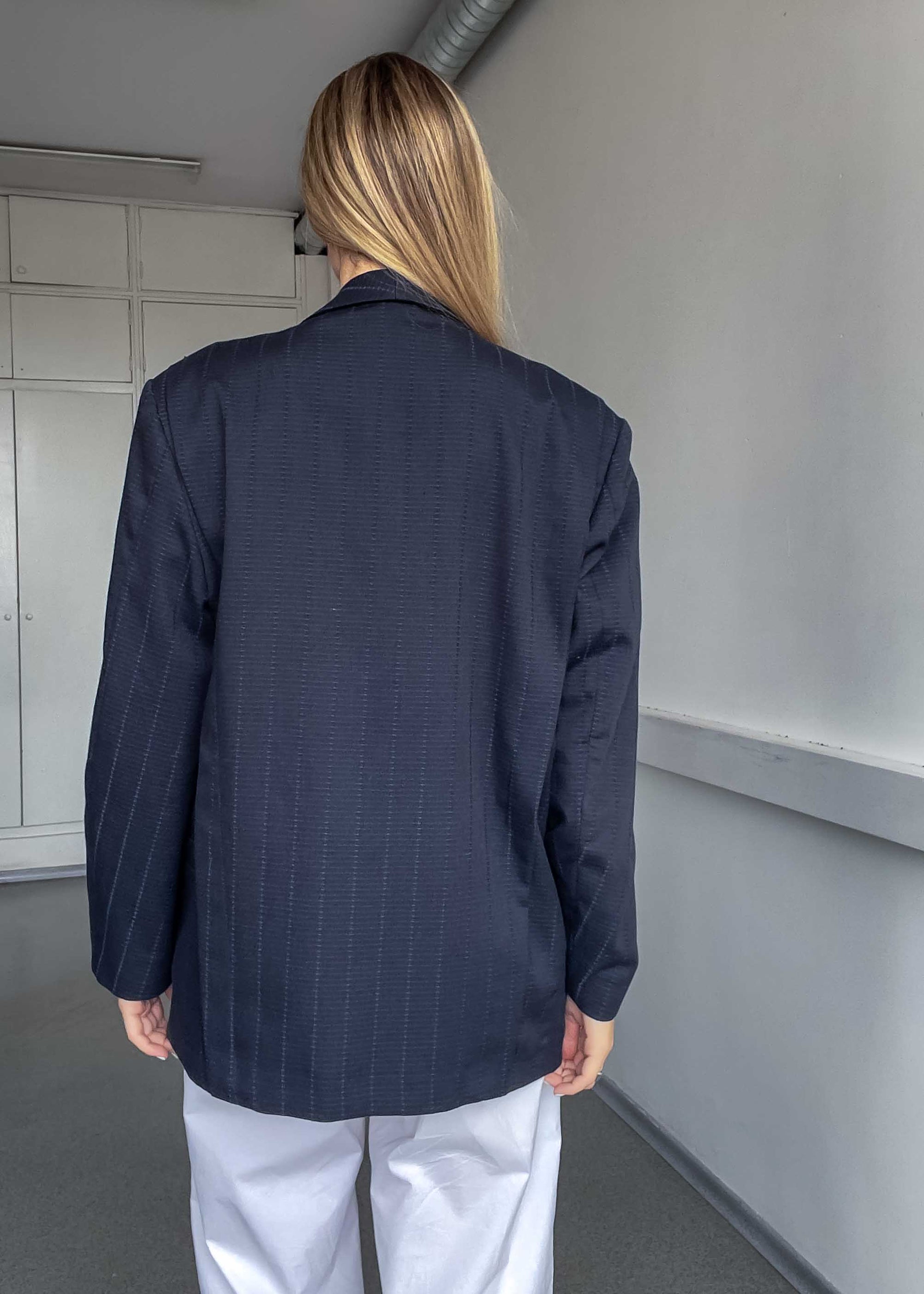 Vintage Navy Blue Oversized Blazer