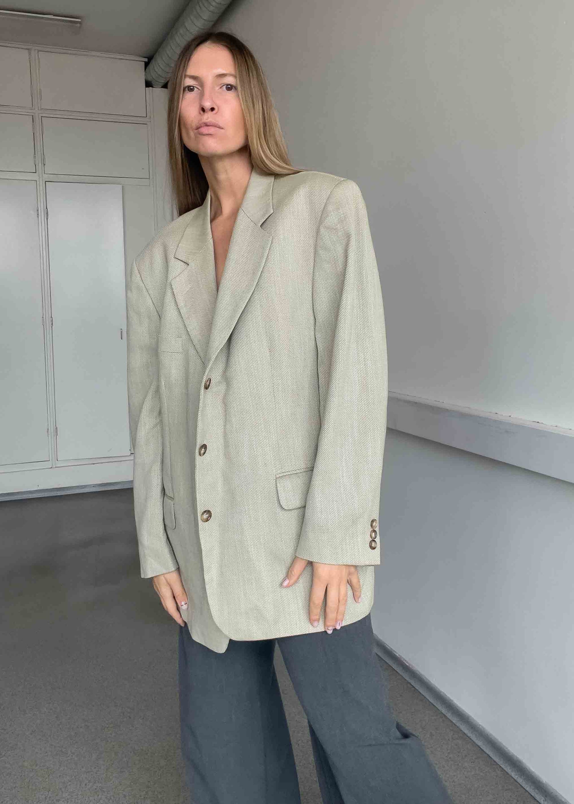 Vintage Light Green Oversized Blazer