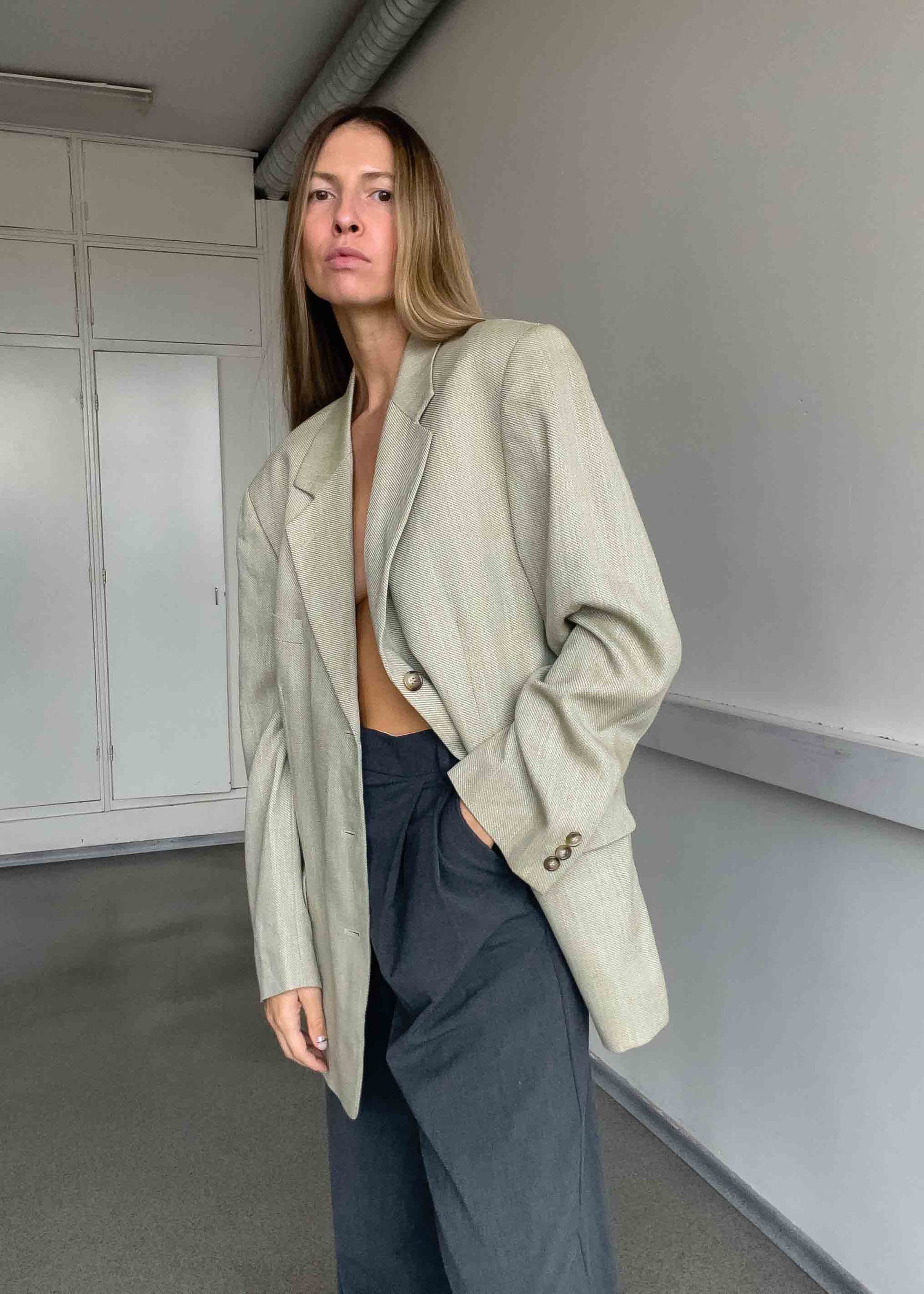 Vintage Light Green Oversized Blazer