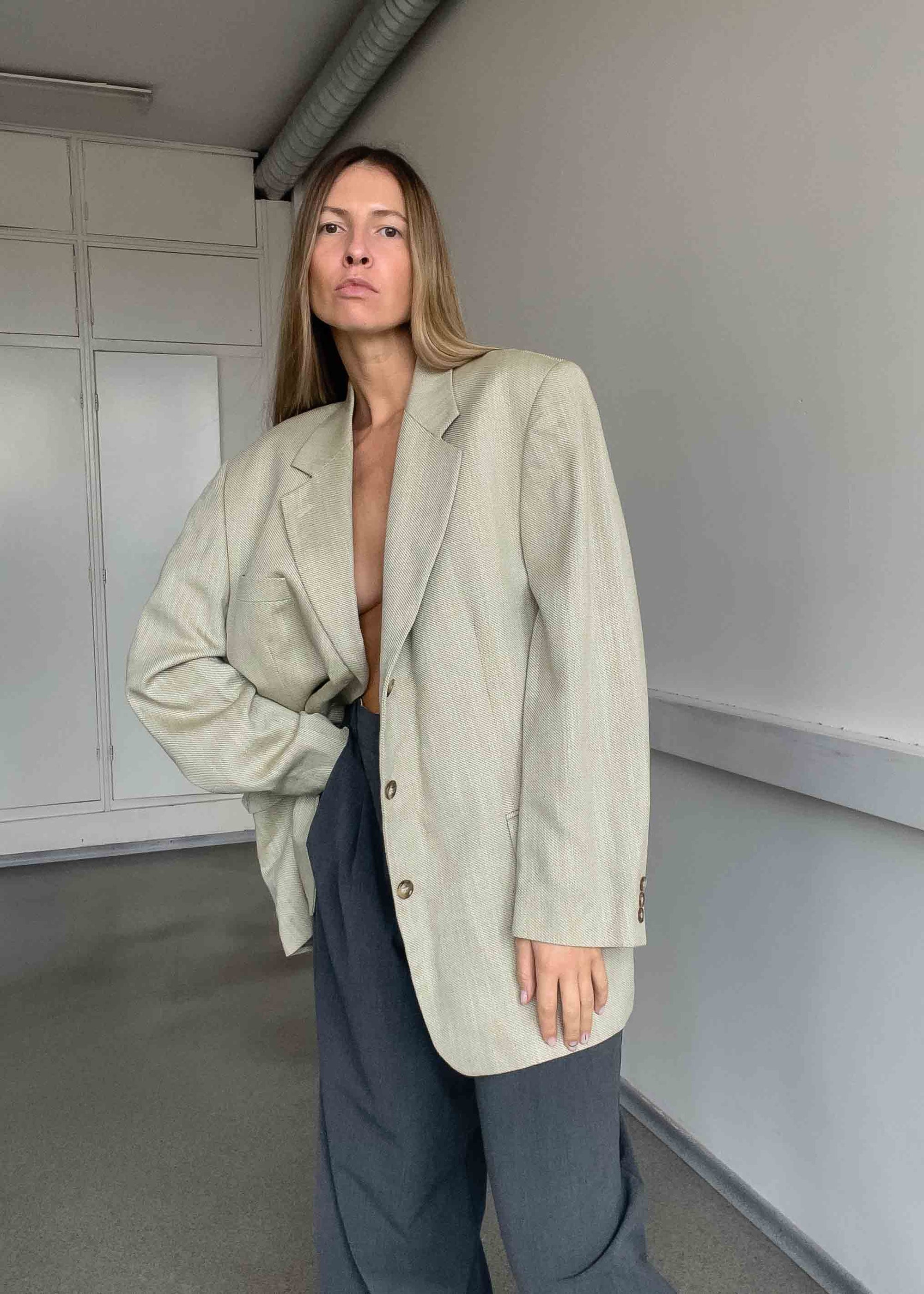 Vintage Light Green Oversized Blazer