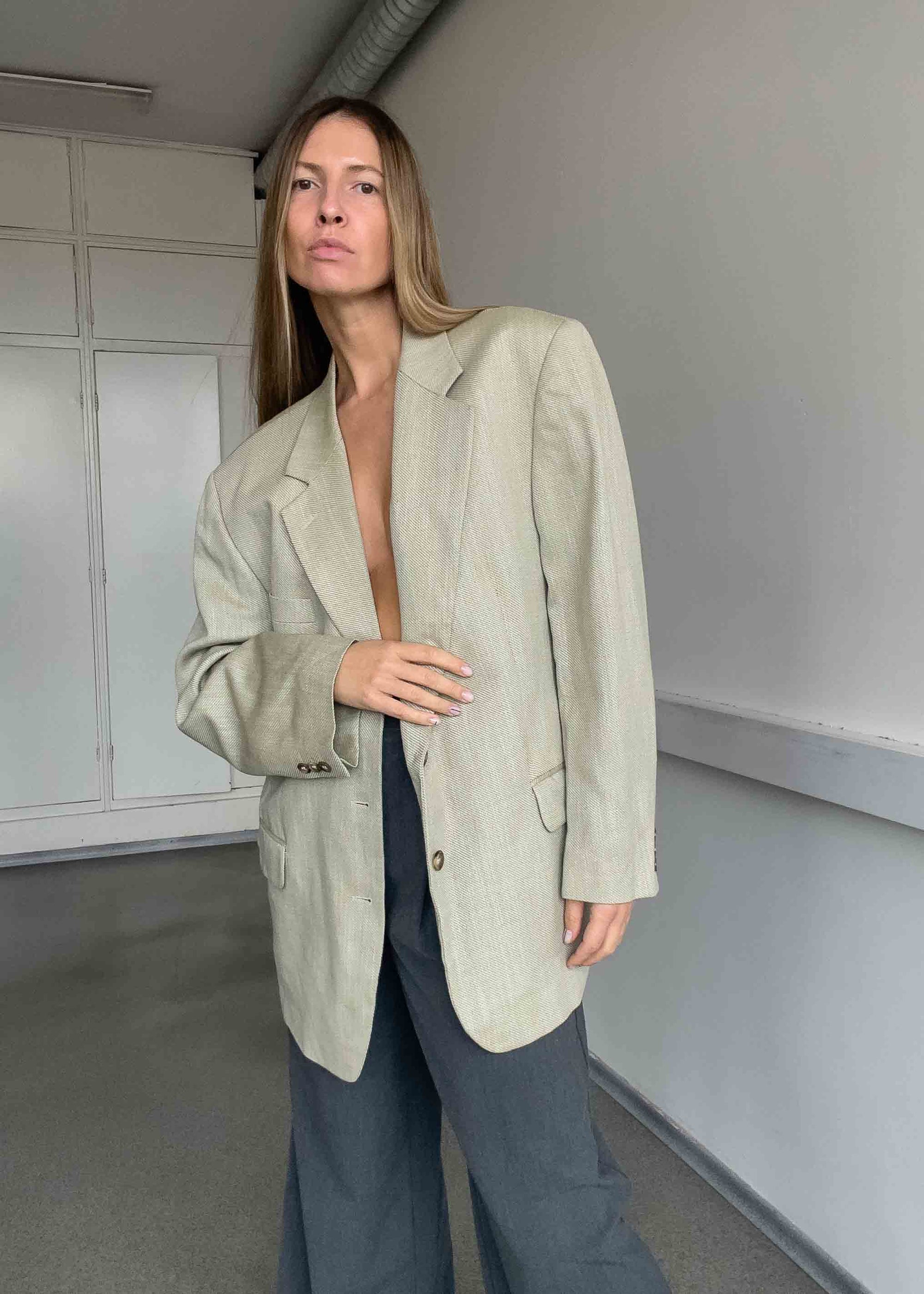 Vintage Light Green Oversized Blazer