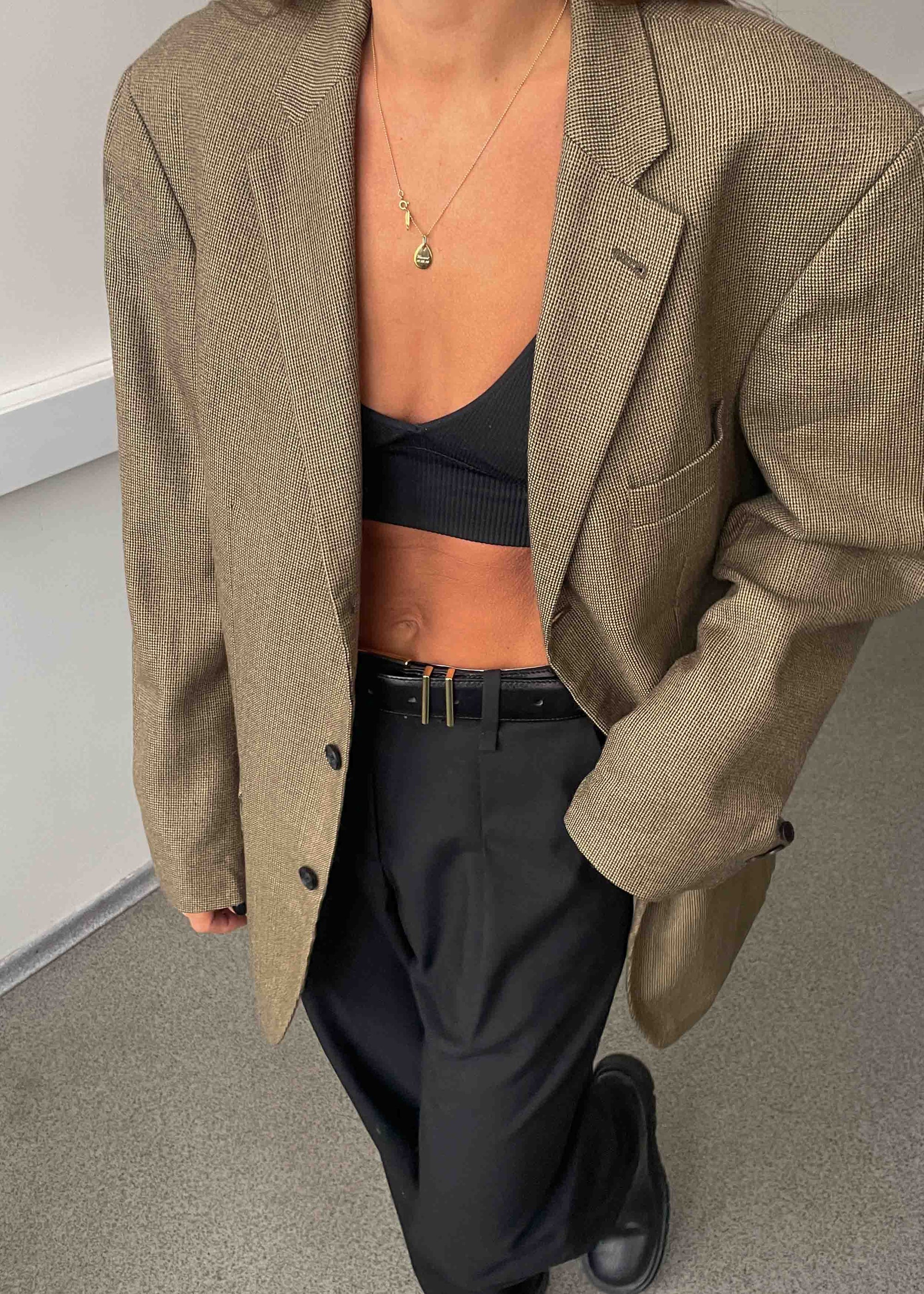 Vintage Brown Patterned Oversized Blazer by NAUTICA