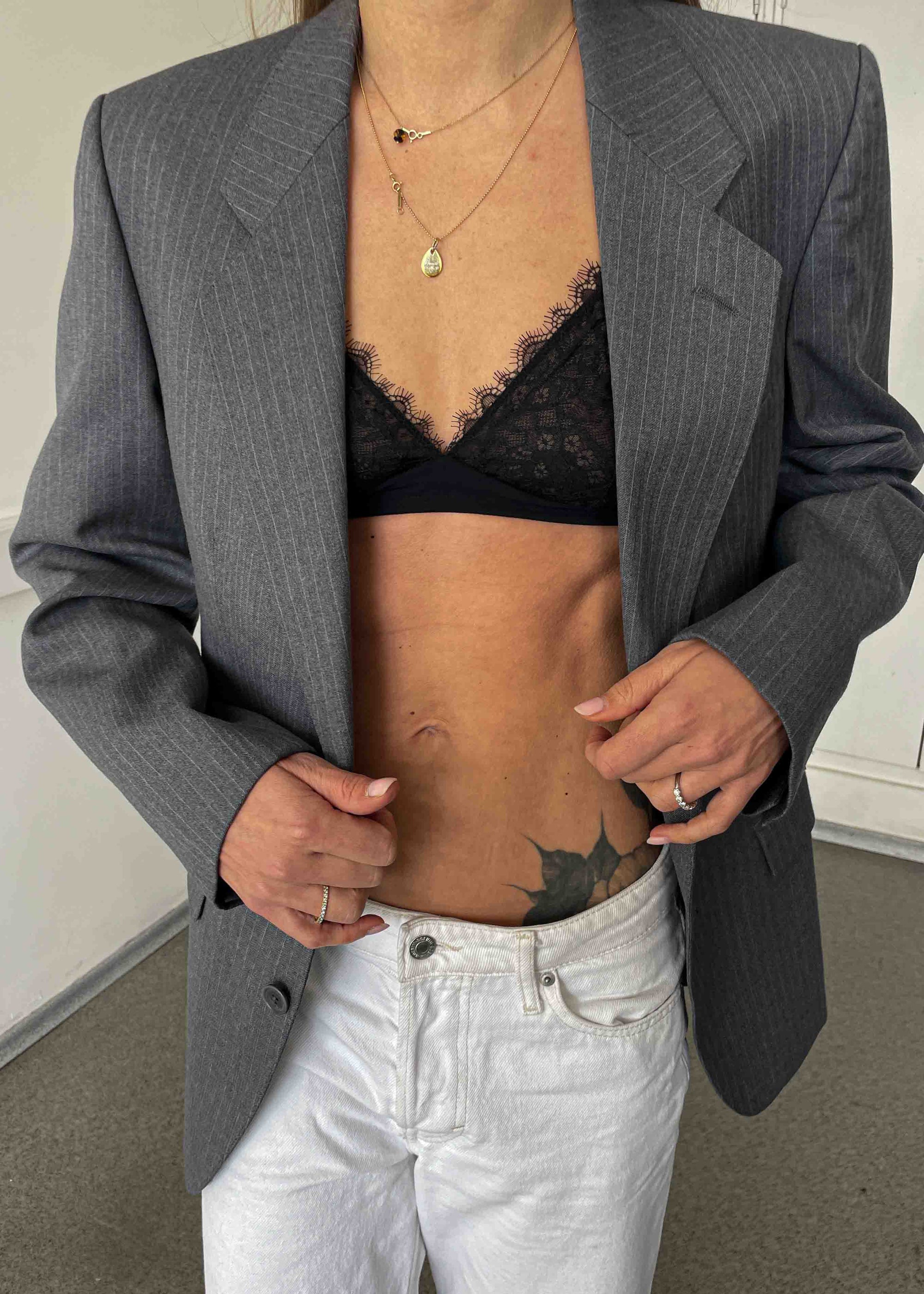 Vintage Grey Stripped Smaller Fit Blazer
