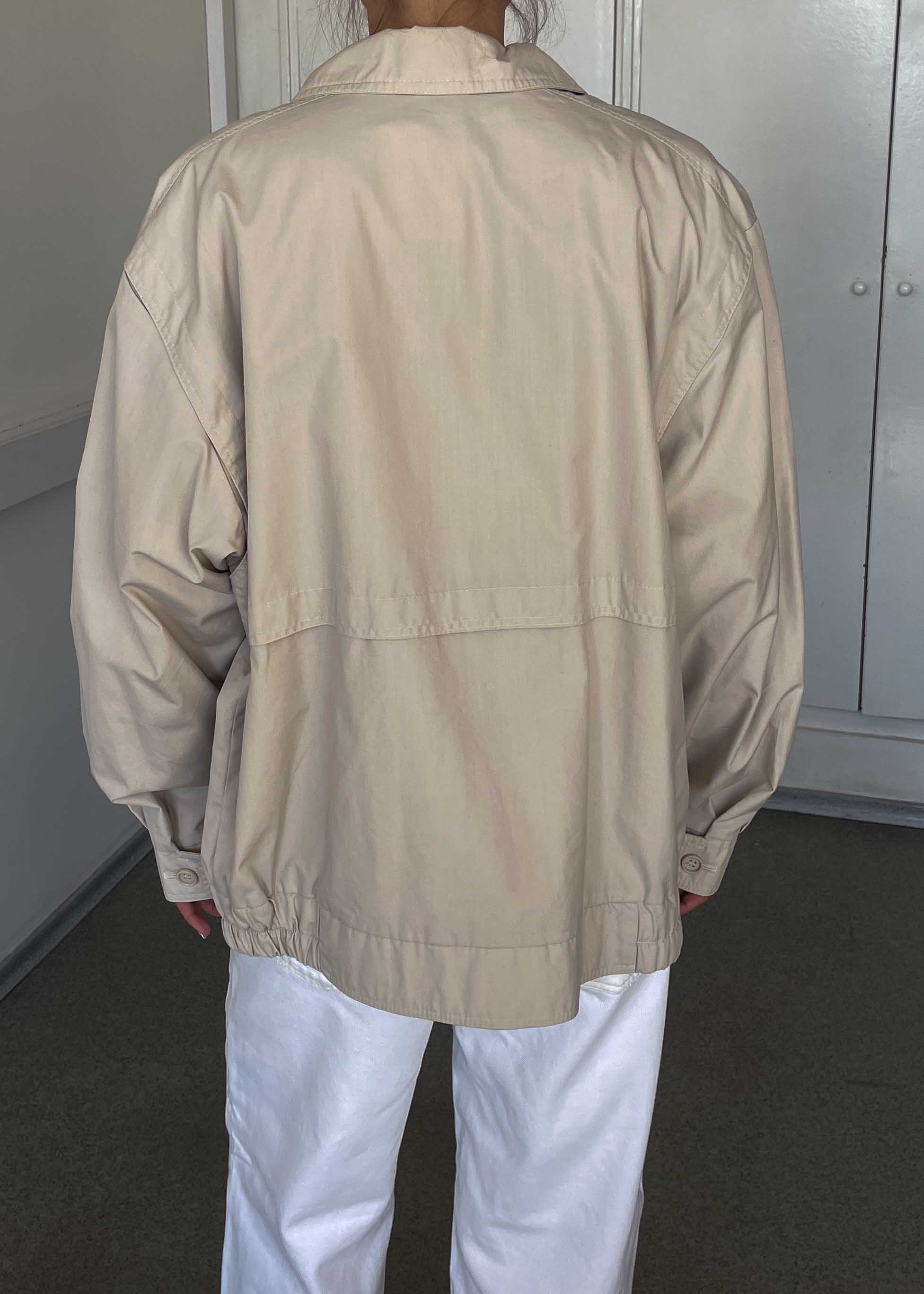 Vintage Lightweight Beige Bomber Jacket – Zip Closure