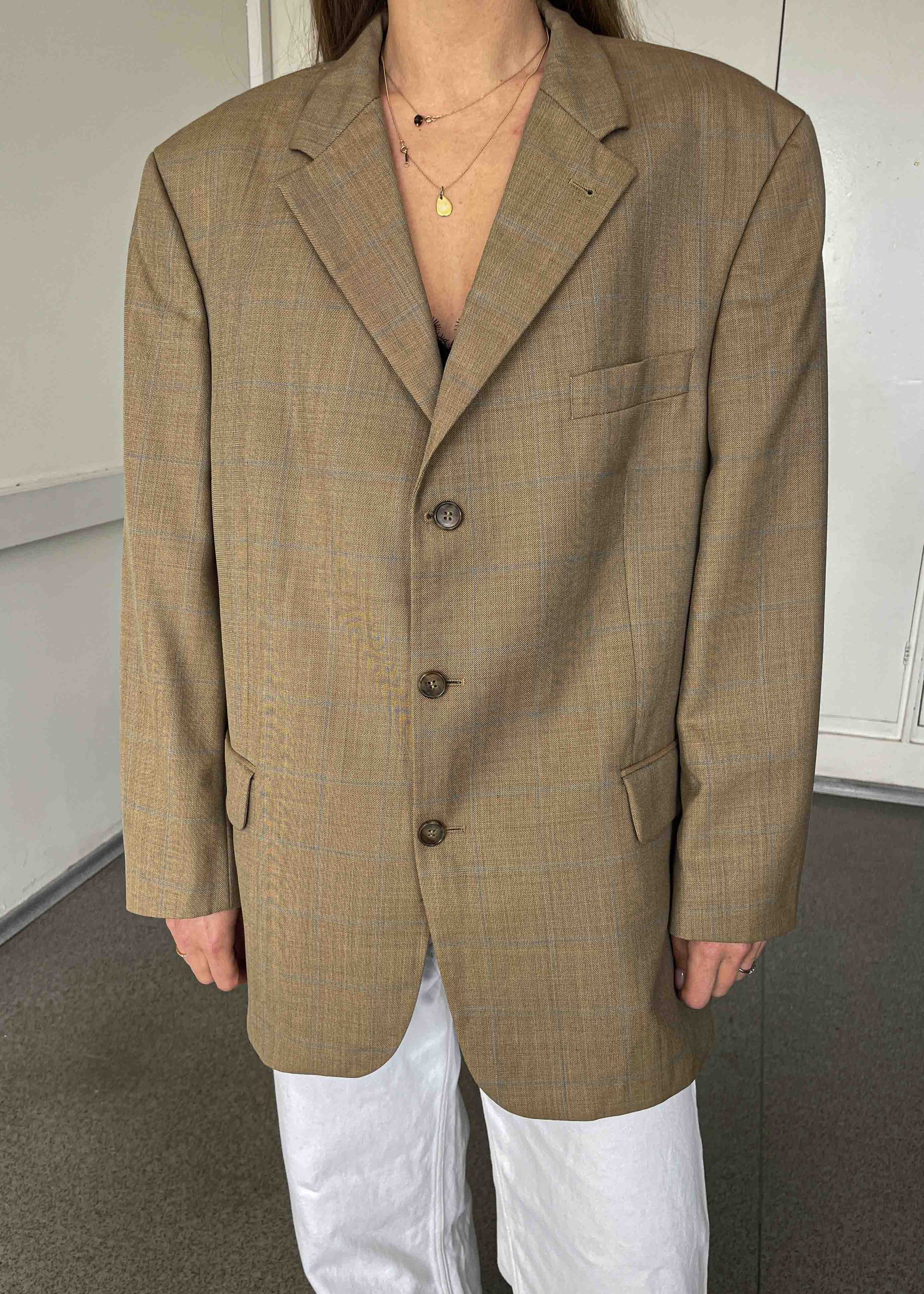 Vintage Brown Patterned Oversized Blazer