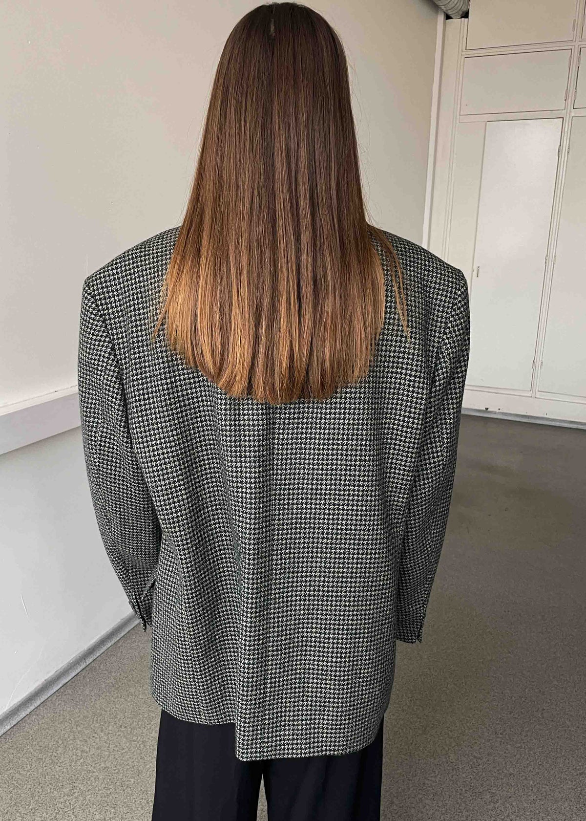 Vintage Dark Green Patterned Oversized 100% WOOL Blazer