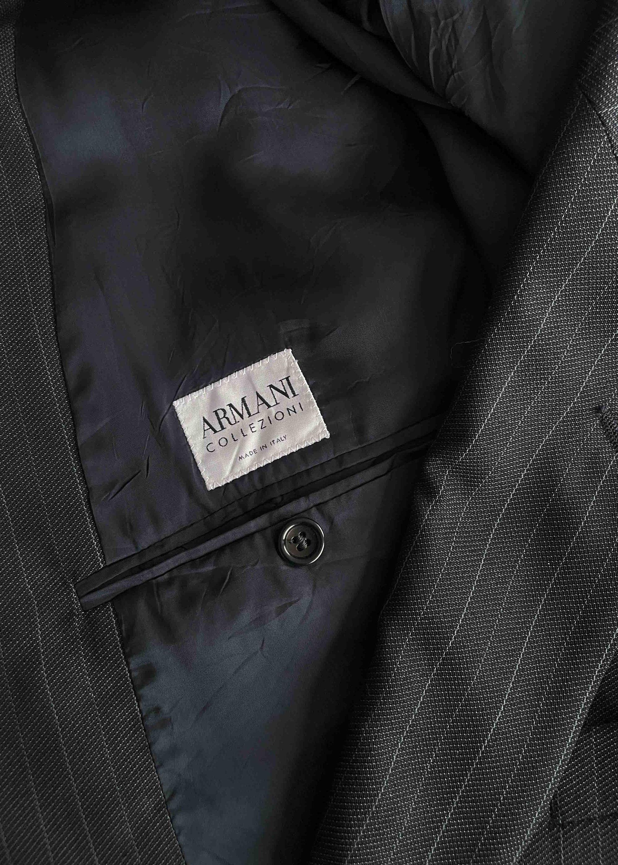 Vintage Grey Pinstripe Oversized Blazer by ARMANI COLLEZIONI