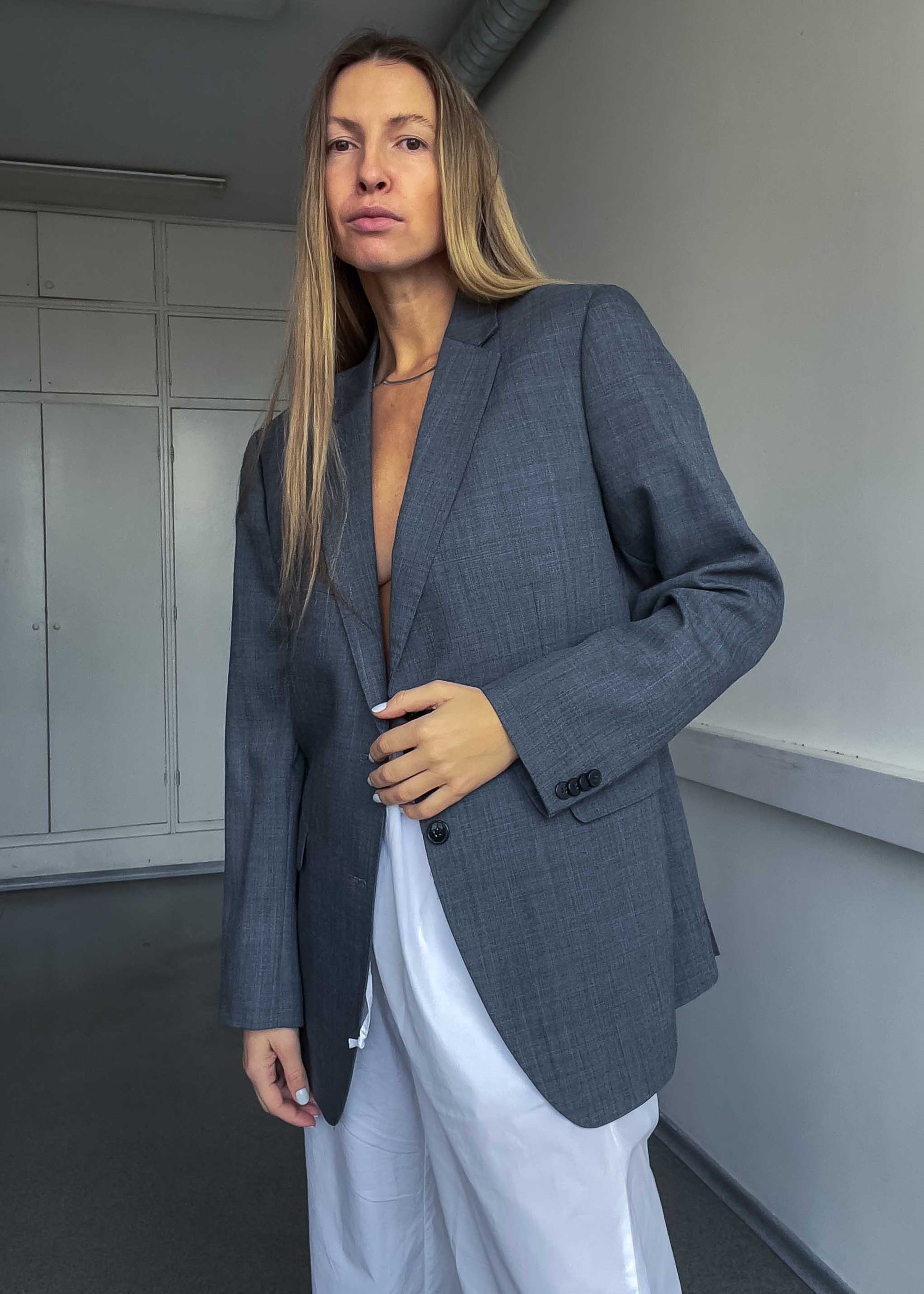 Vintage Grey Oversized Smaller Fit Blazer