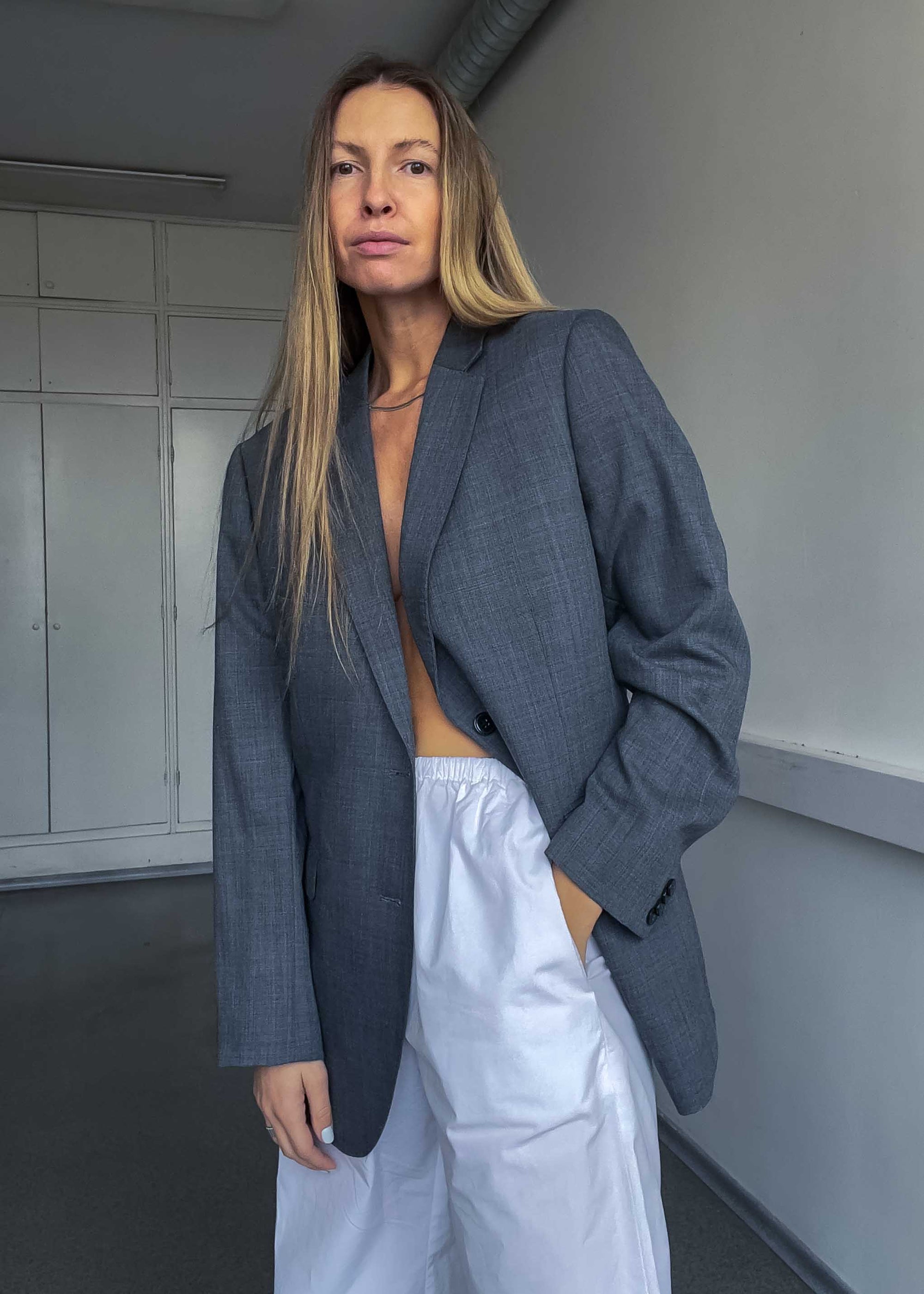 Vintage Grey Oversized Smaller Fit Blazer