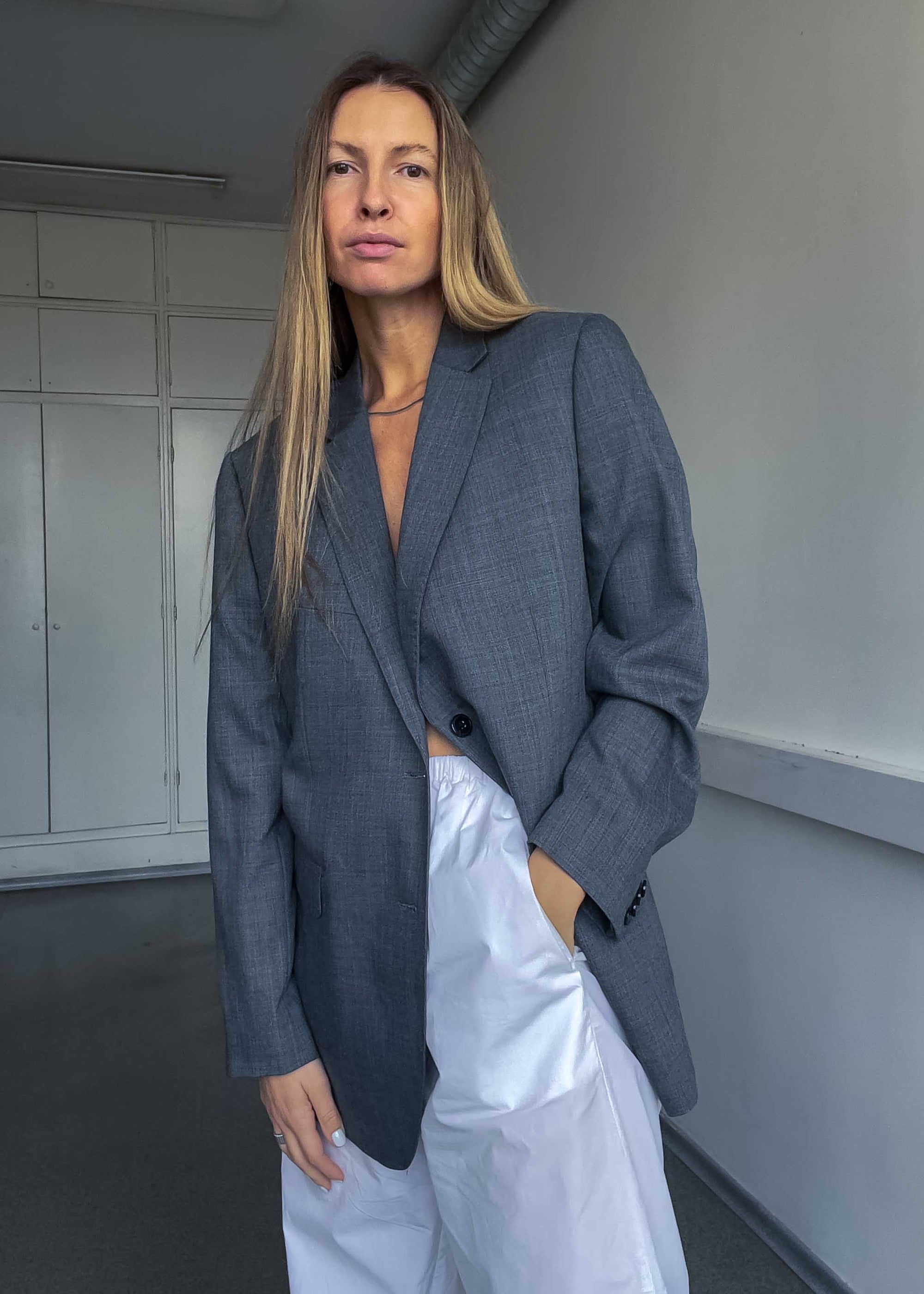 Vintage Grey Oversized Smaller Fit Blazer