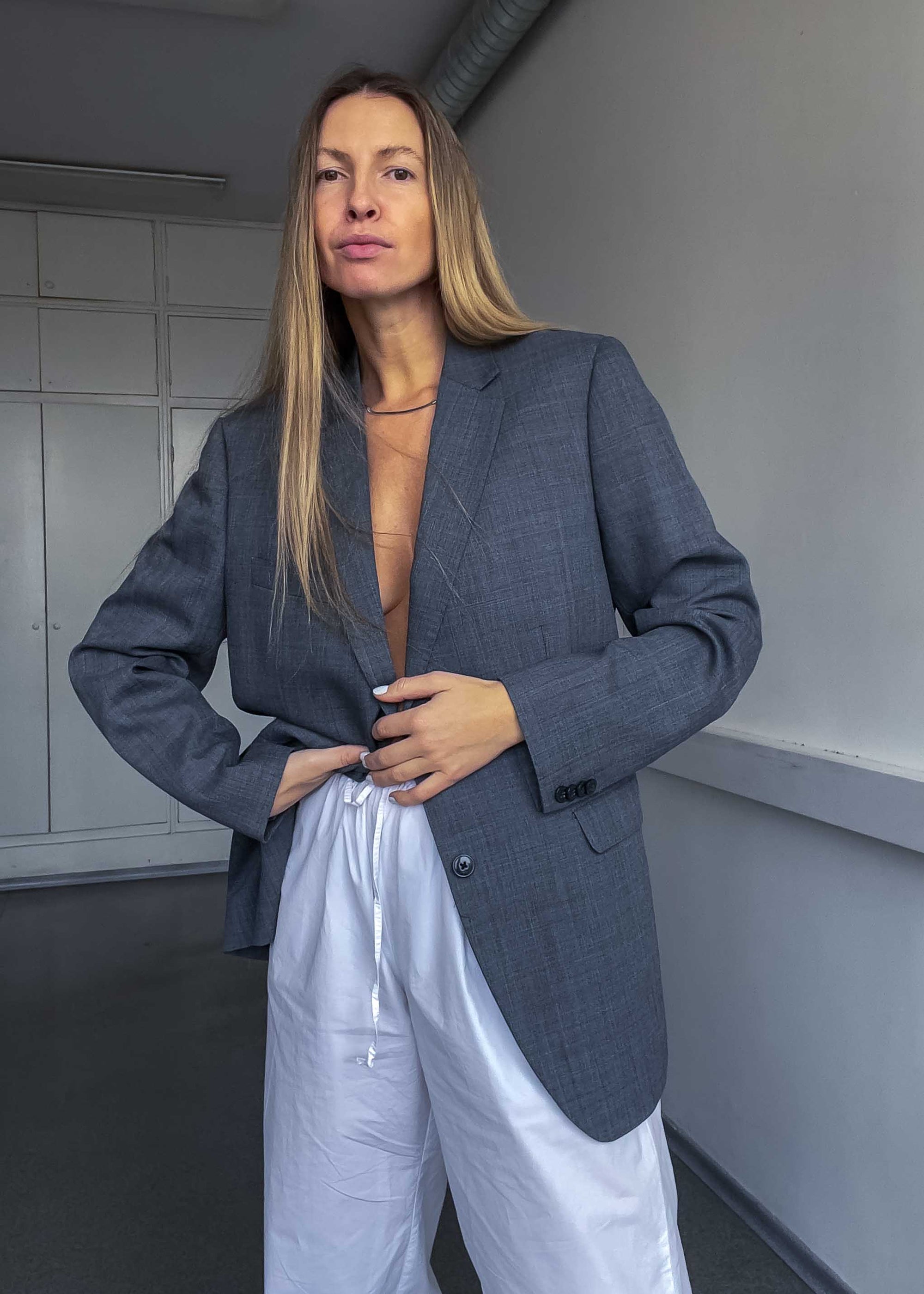 Vintage Grey Oversized Smaller Fit Blazer
