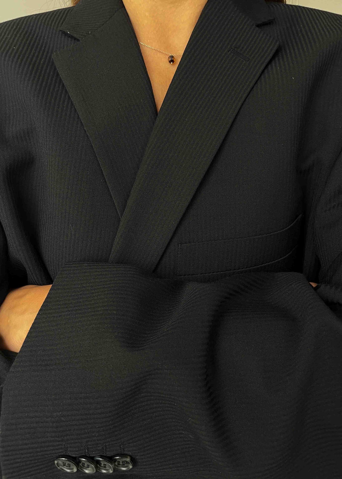Vintage Black Stripped Oversized Blazer