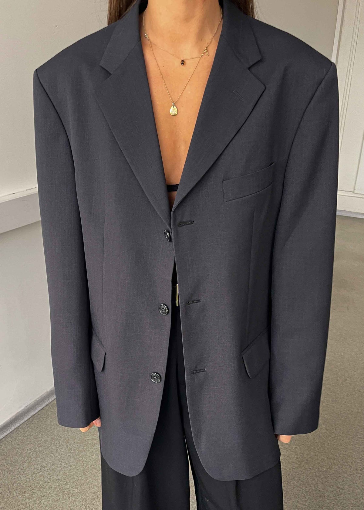 Vintage Grey Oversized Blazer