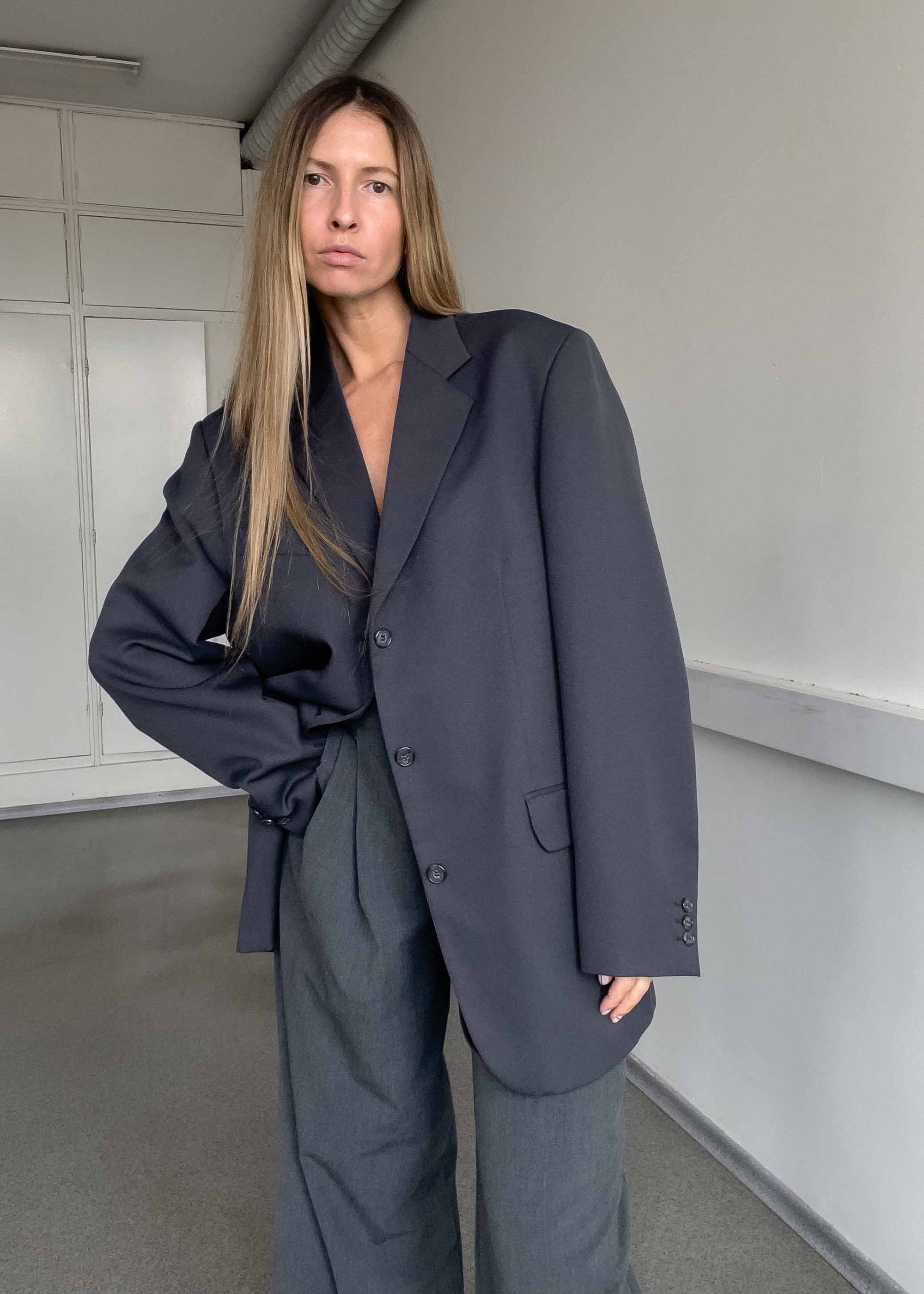 Vintage Grey Oversized Blazer