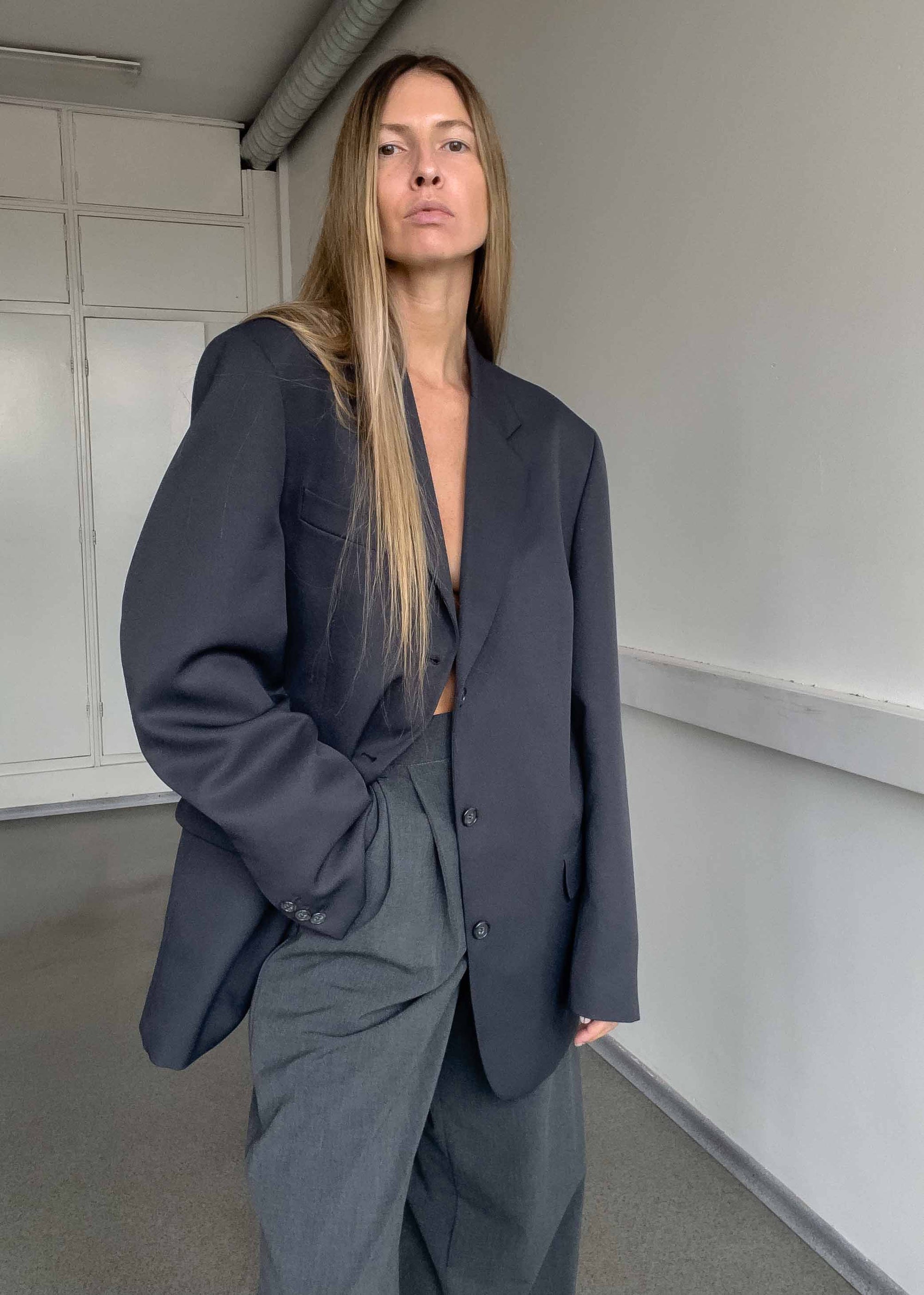 Vintage Grey Oversized Blazer