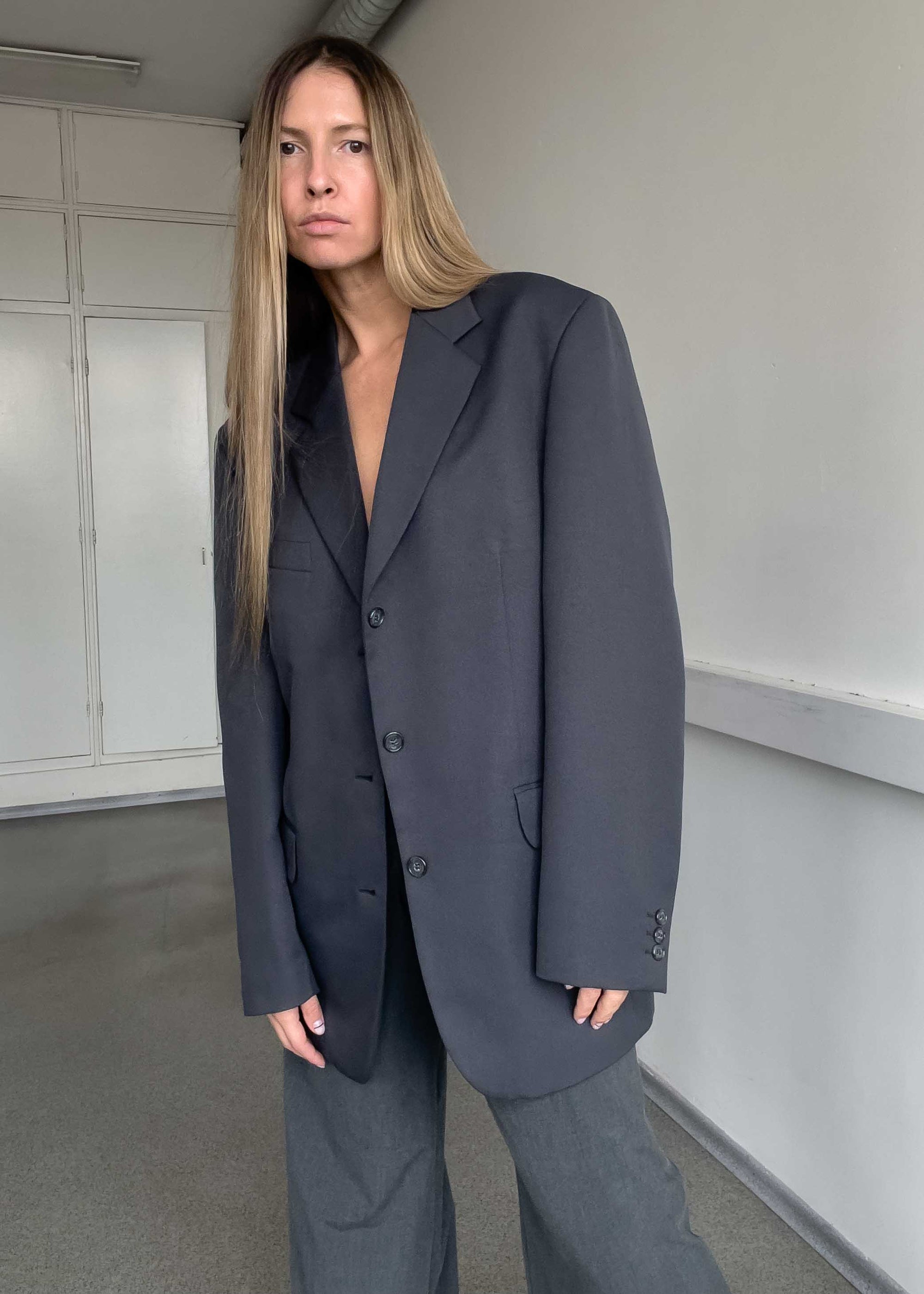 Vintage Grey Oversized Blazer
