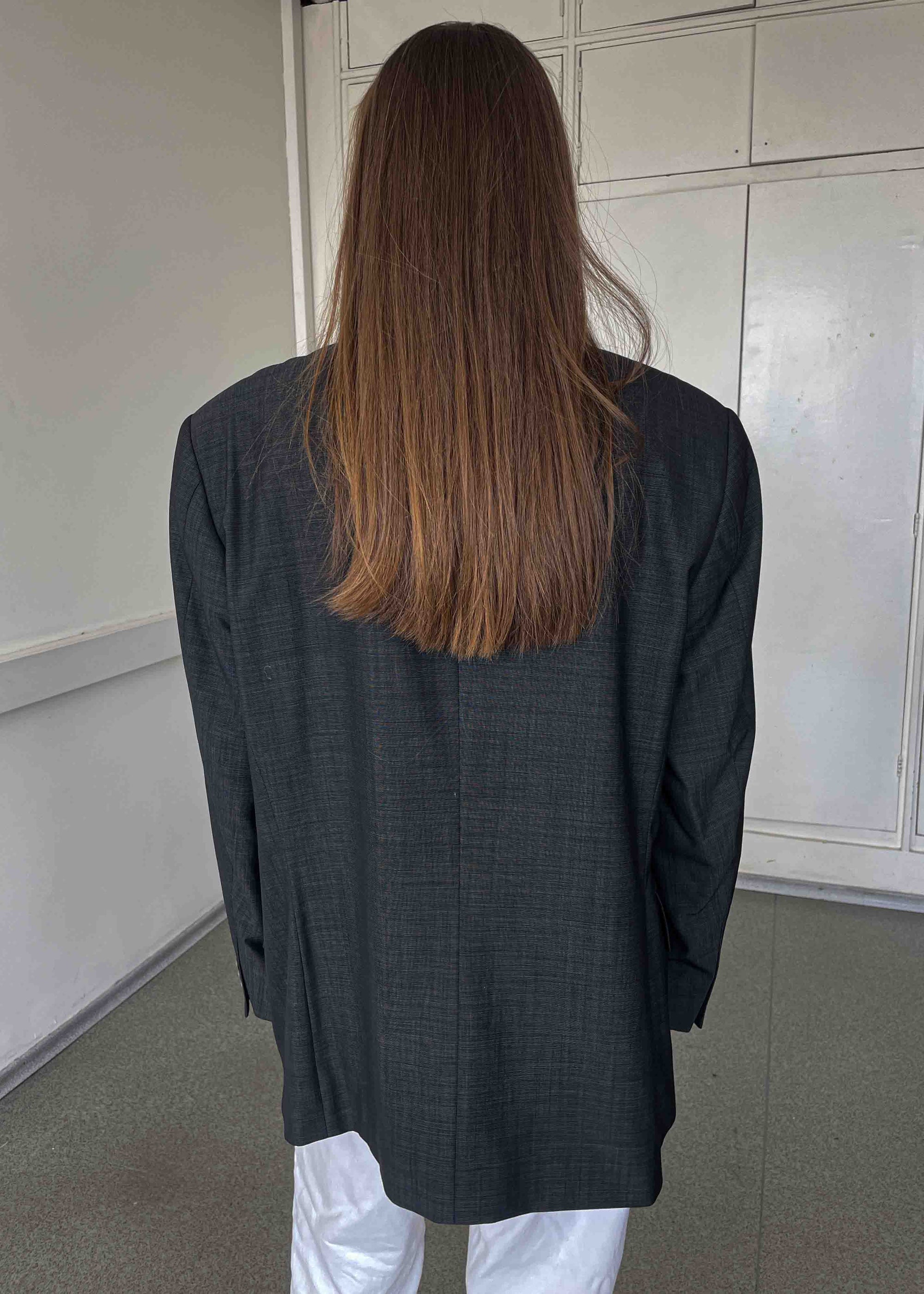 Vintage Grey Patterned Oversized Blazer