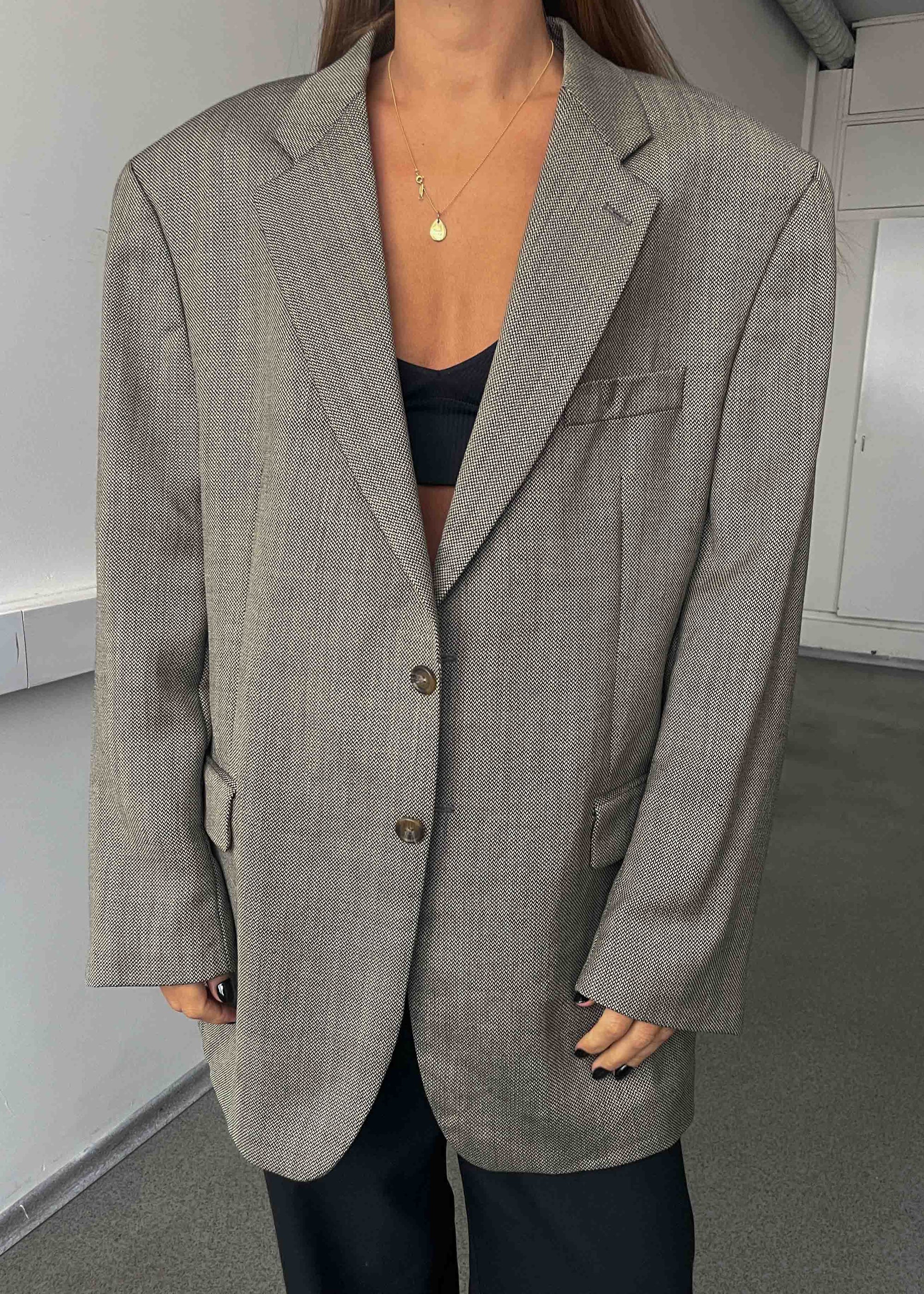 Vintage Grey Patterned Oversized Blazer Chaps by RALPH LAUREN