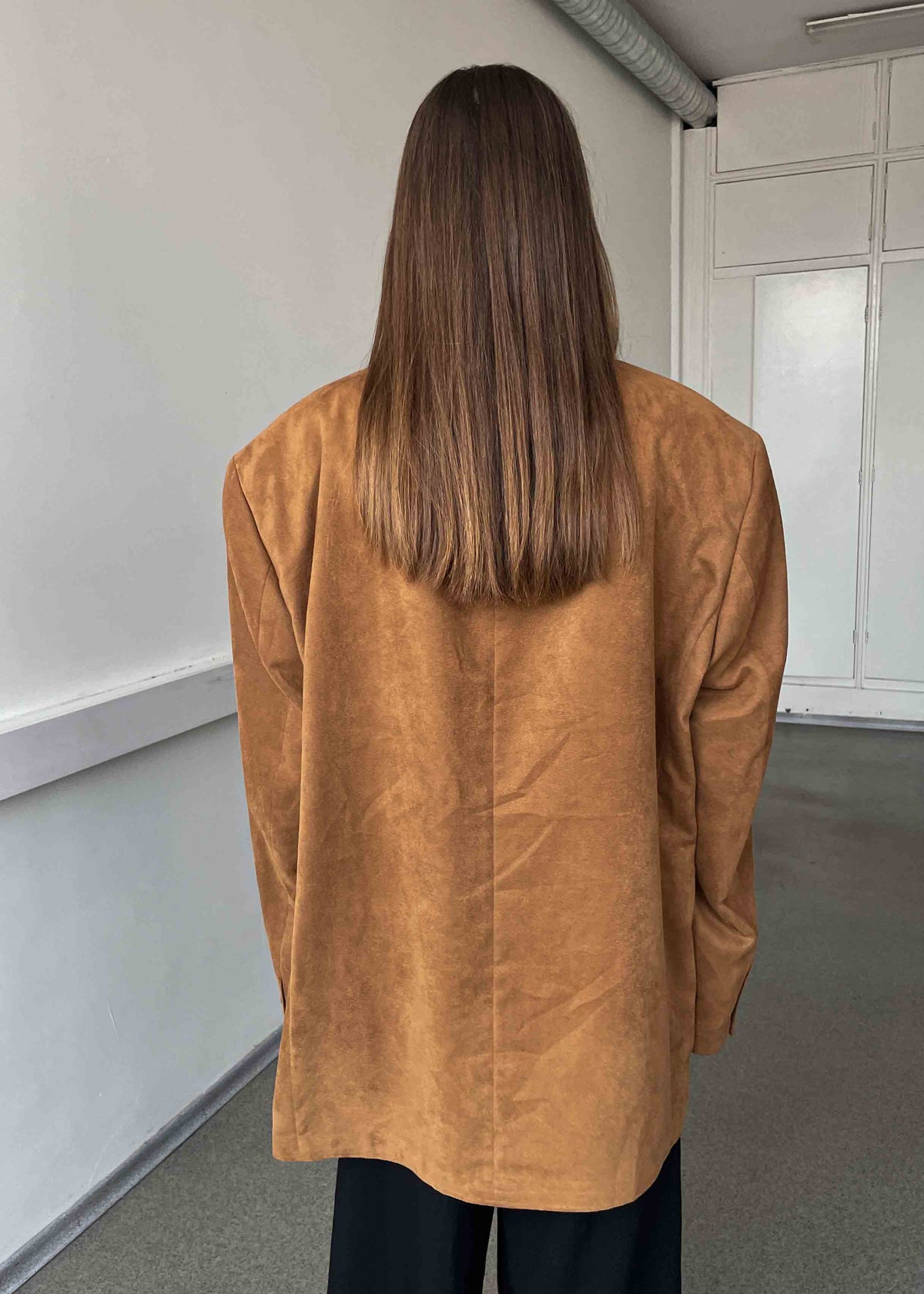 Vintage Brown Faux Suede Oversized Blazer