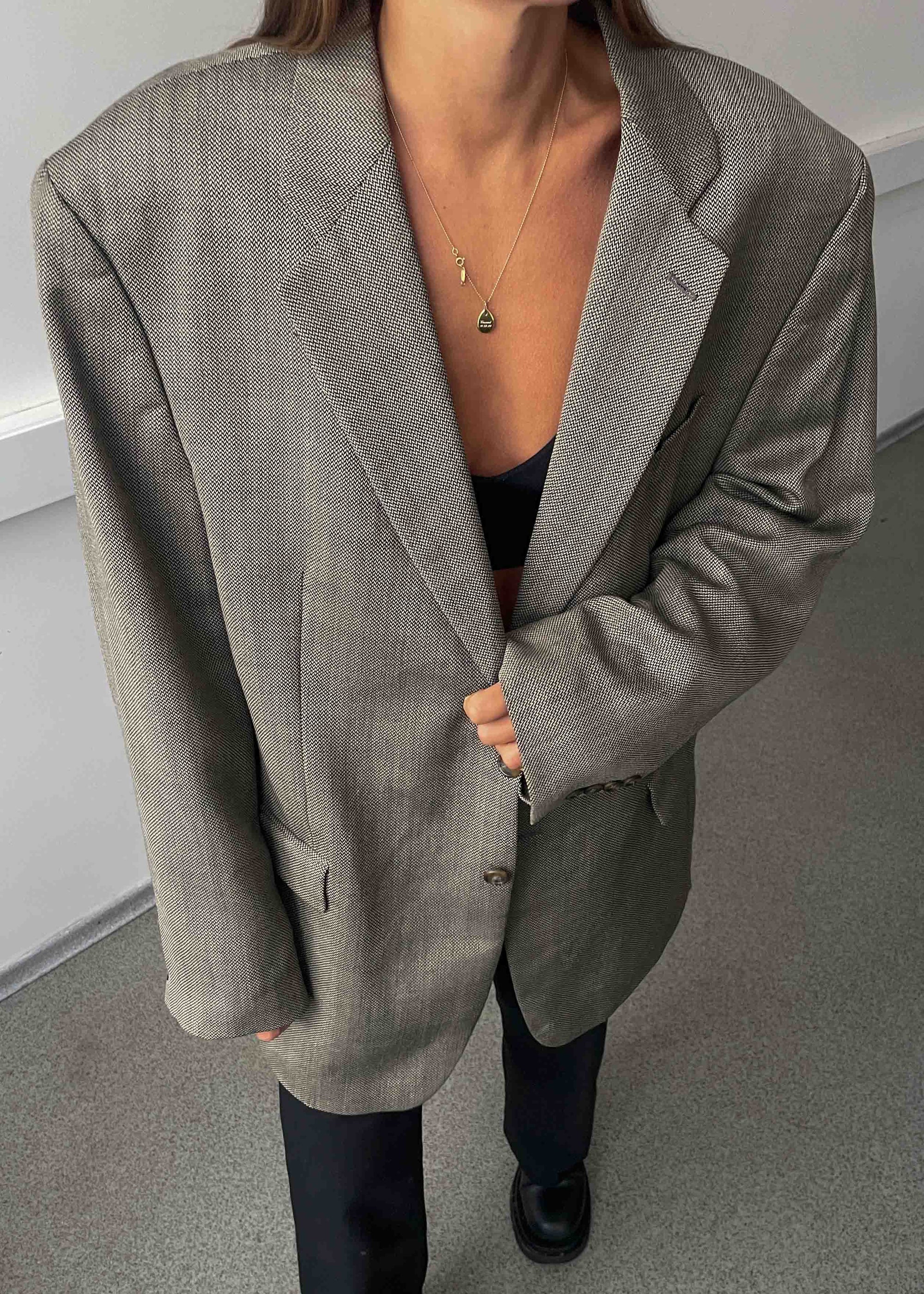 Vintage Grey Patterned Oversized Blazer Chaps by RALPH LAUREN