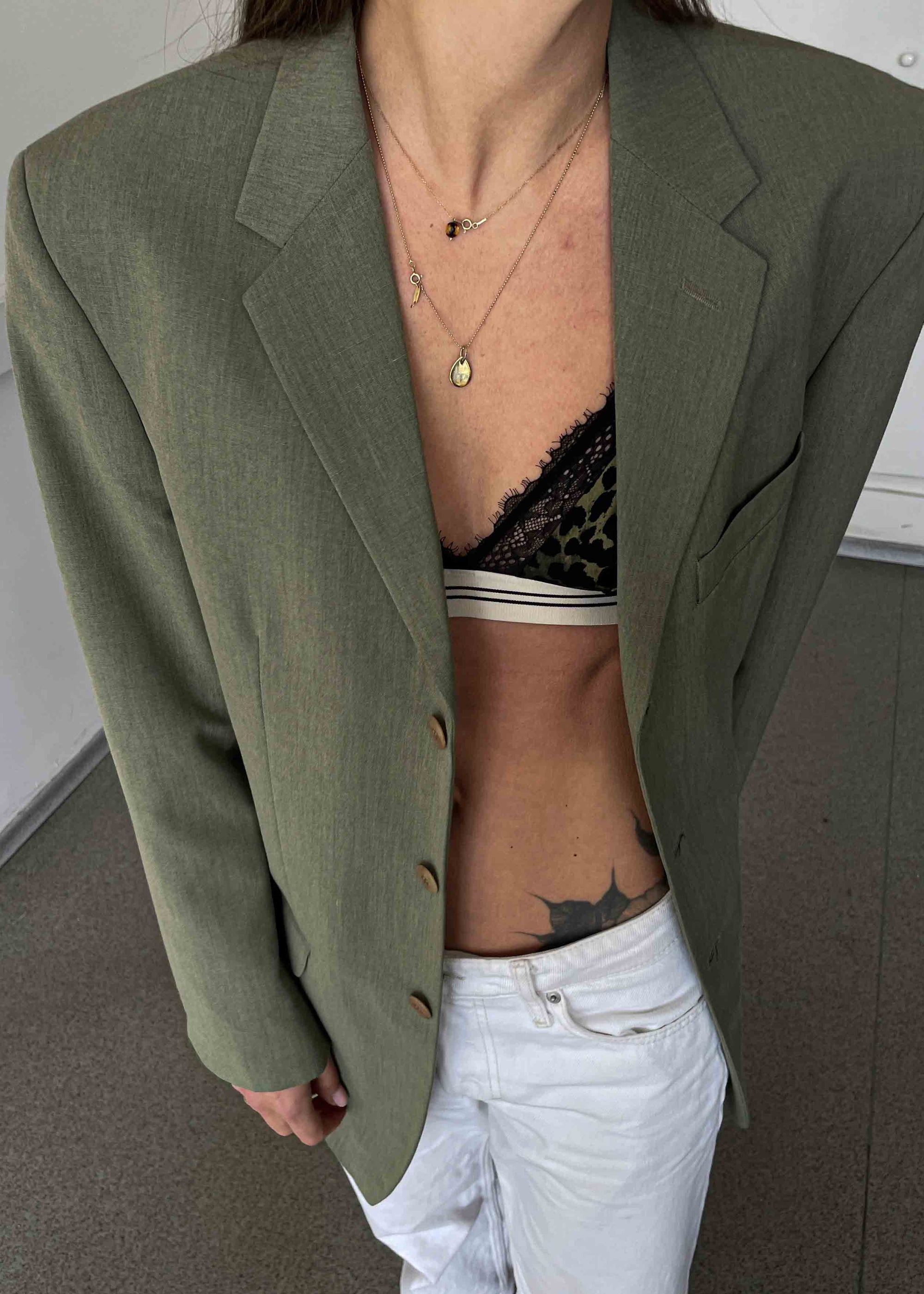 Vintage Sage Green Oversized Blazer