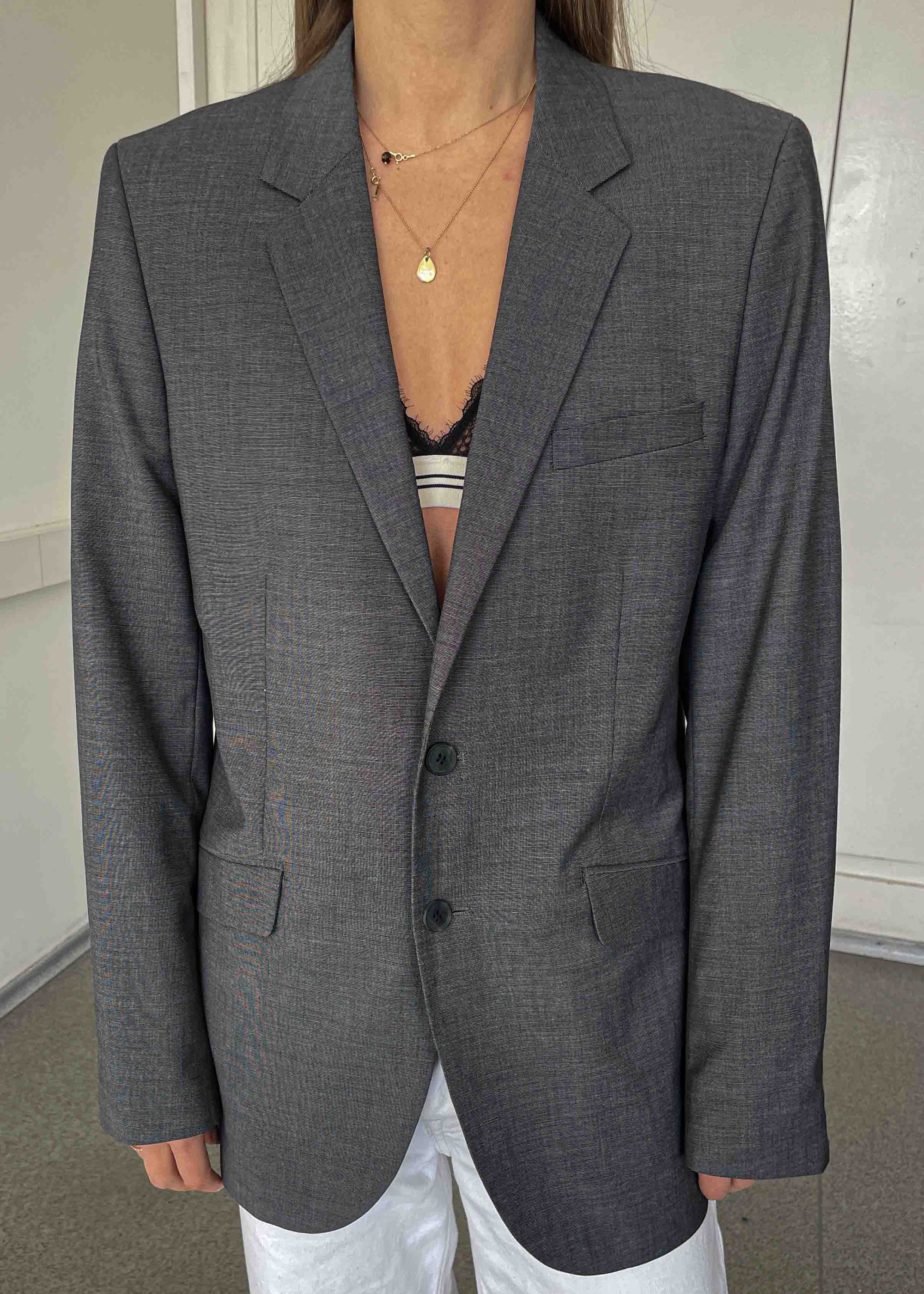 Vintage Grey Patterned Smaller Fit Blazer