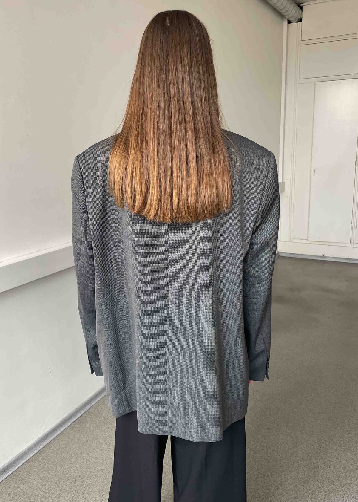 Vintage Grey Patterned Oversized Blazer