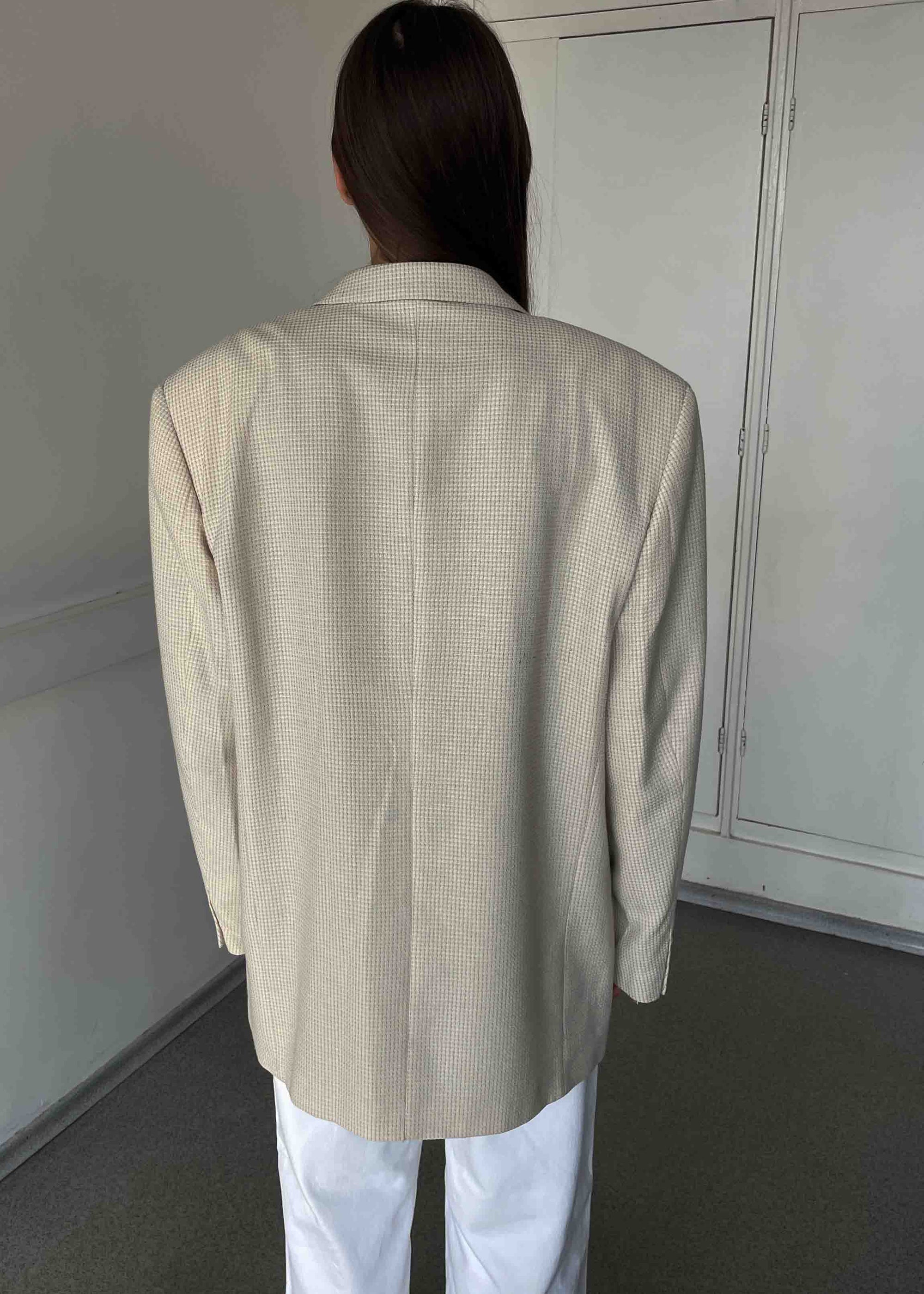 Vintage Off white Patterned Oversized Blazer