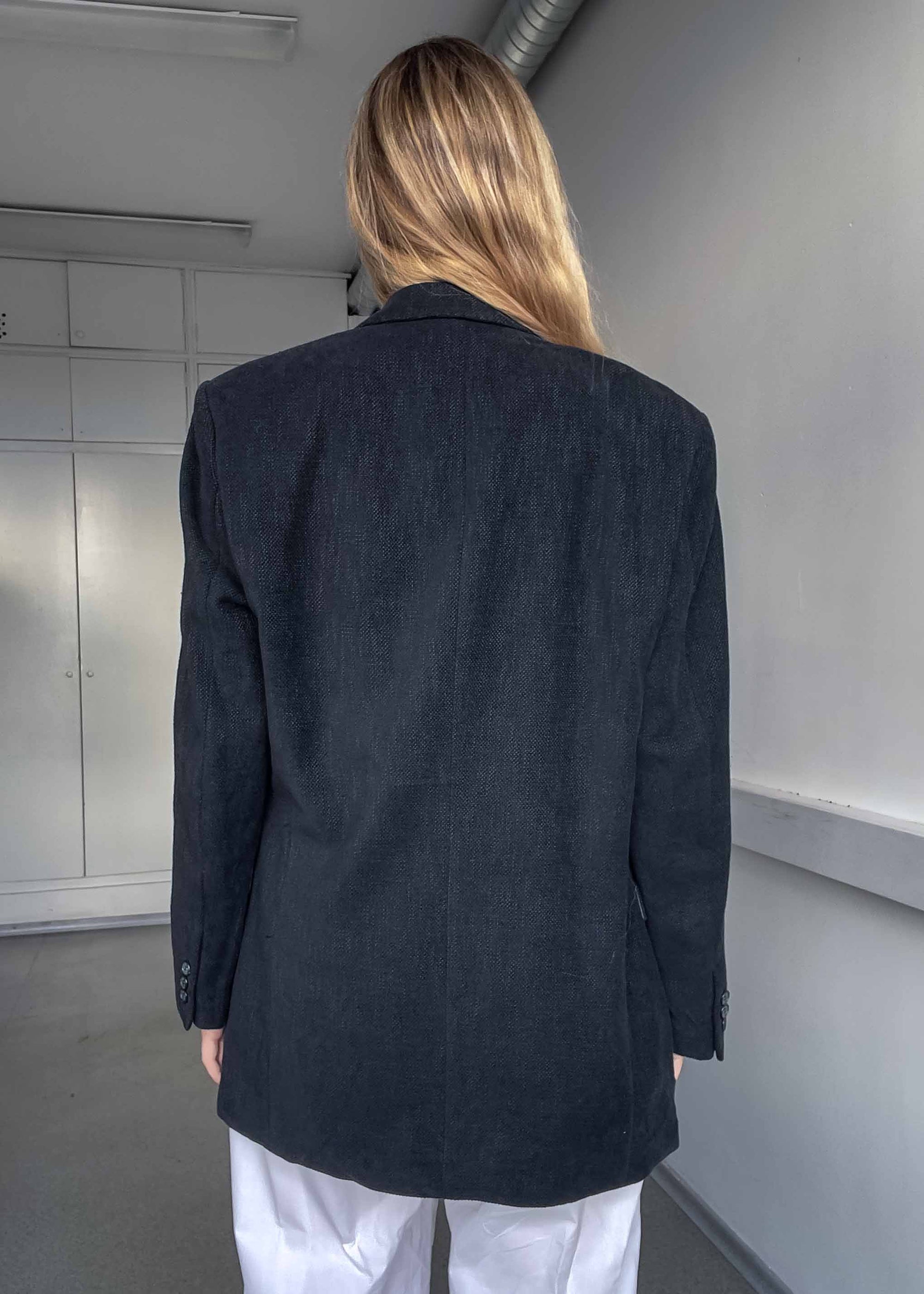 Vintage Black Patterned Oversized Blazer