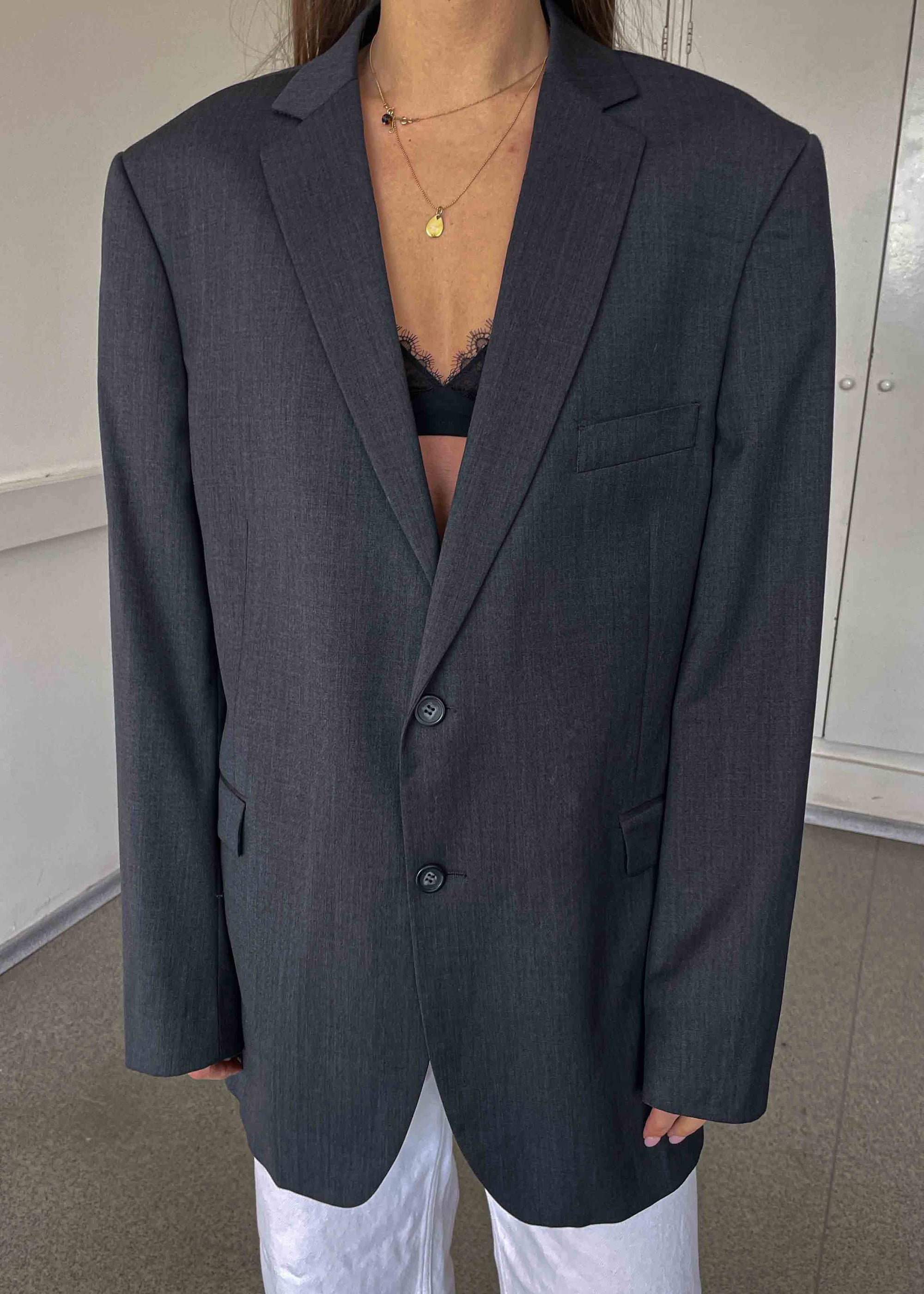 Vintage Grey Oversized Blazer