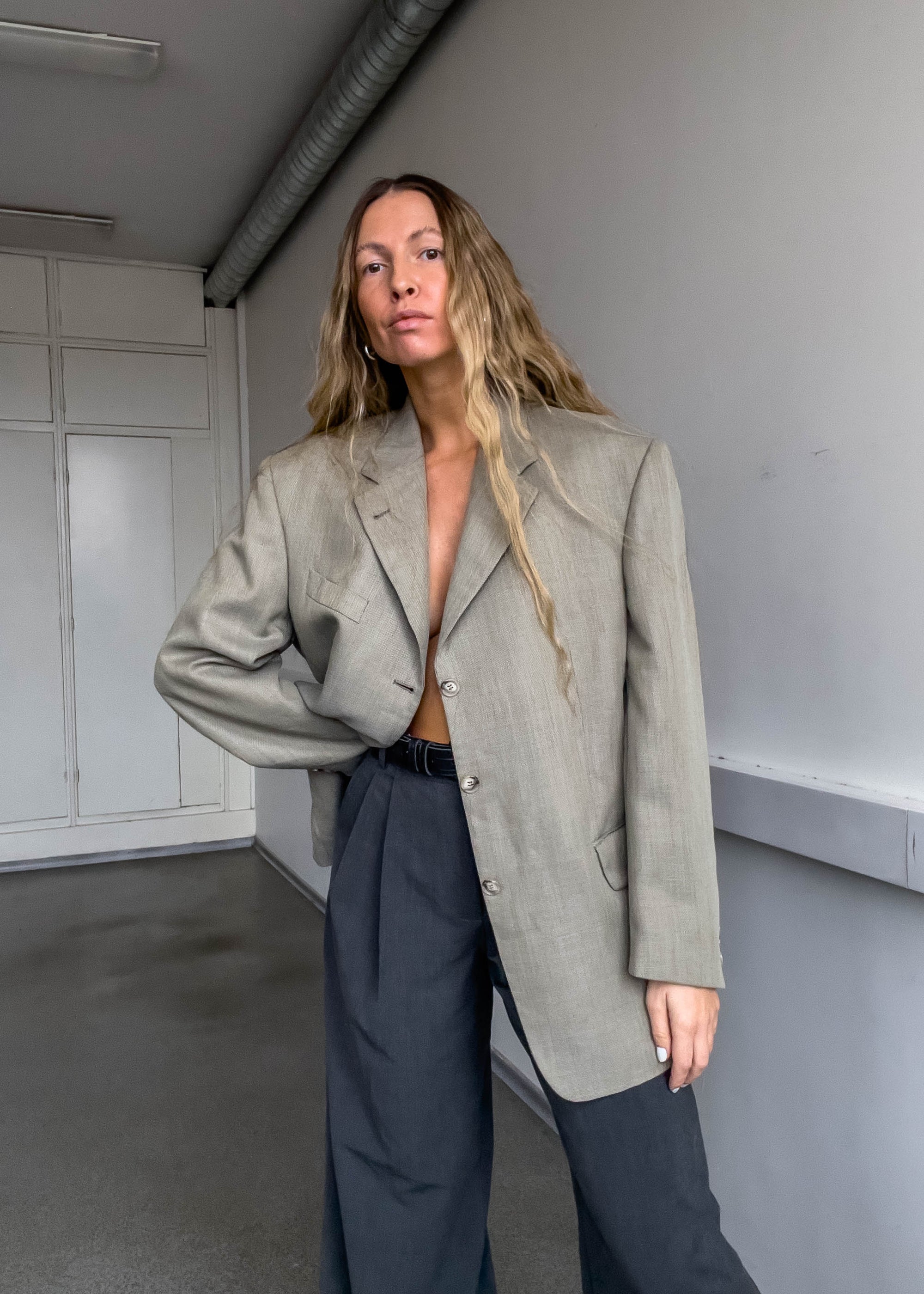 Vintage Grey Oversized Blazer
