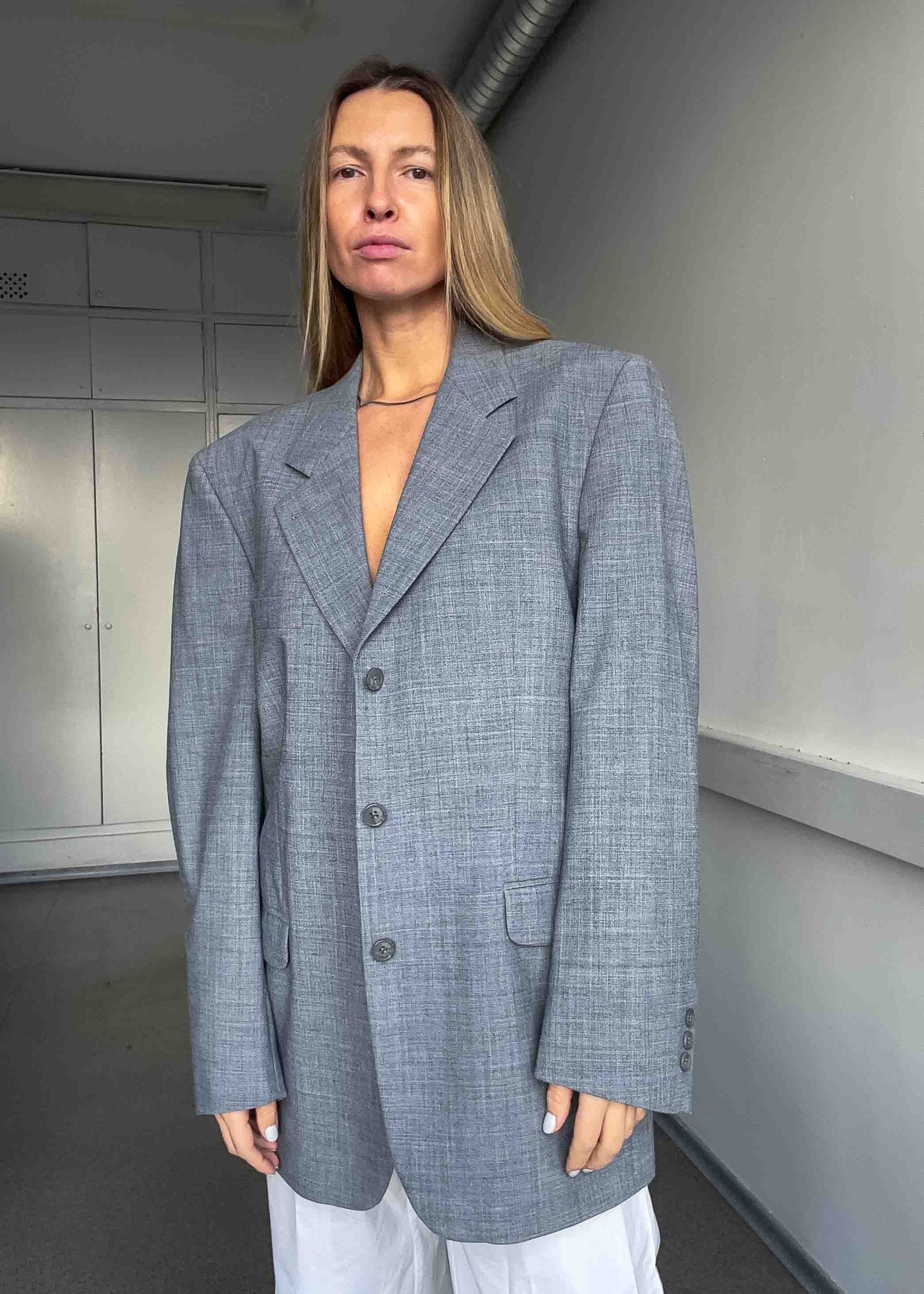 Vintage Light Grey Oversized Blazer