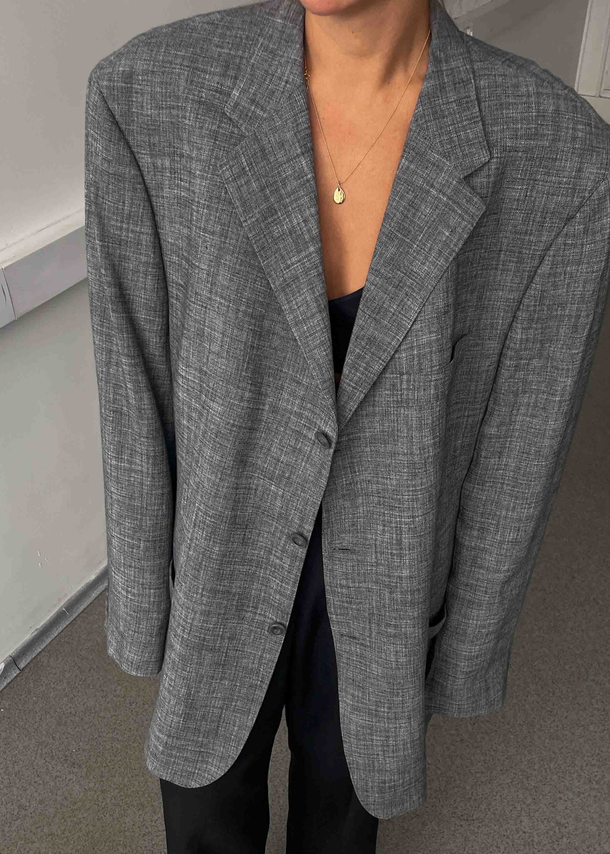 Vintage Light Grey Oversized Blazer