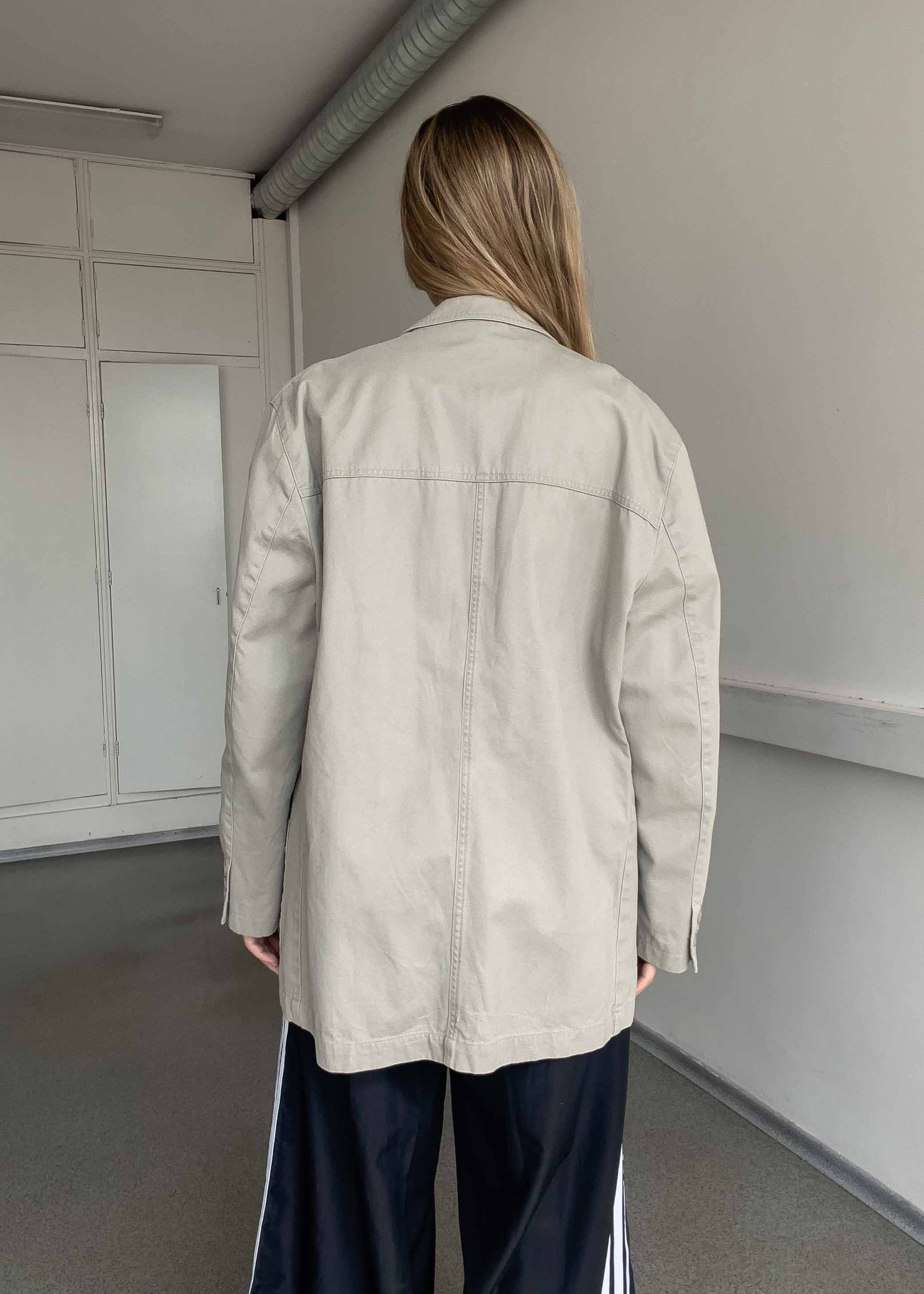 Vintage Grey Oversized Cotton Blazer