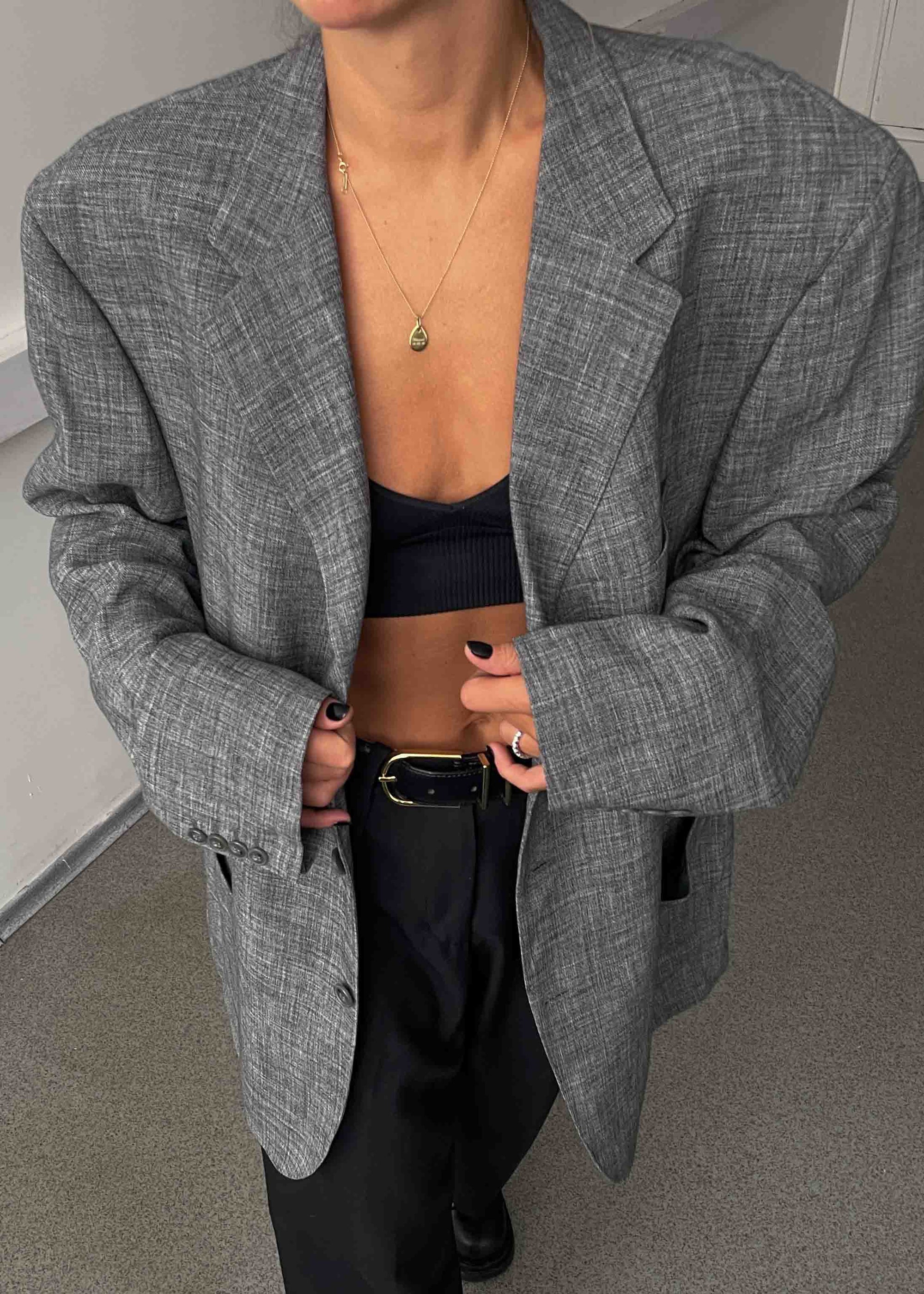 Vintage Light Grey Oversized Blazer