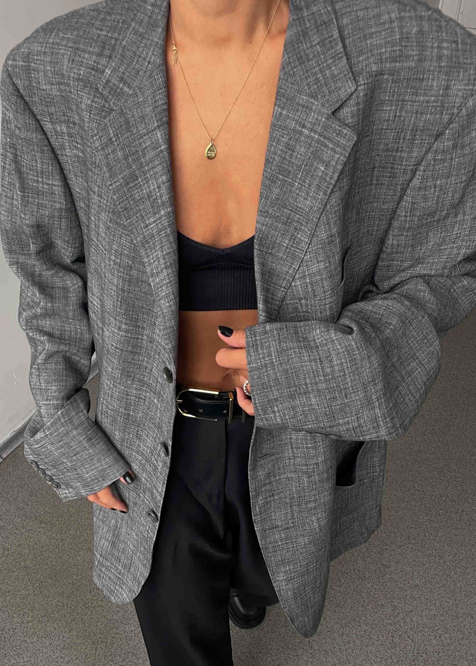 Vintage Light Grey Oversized Blazer