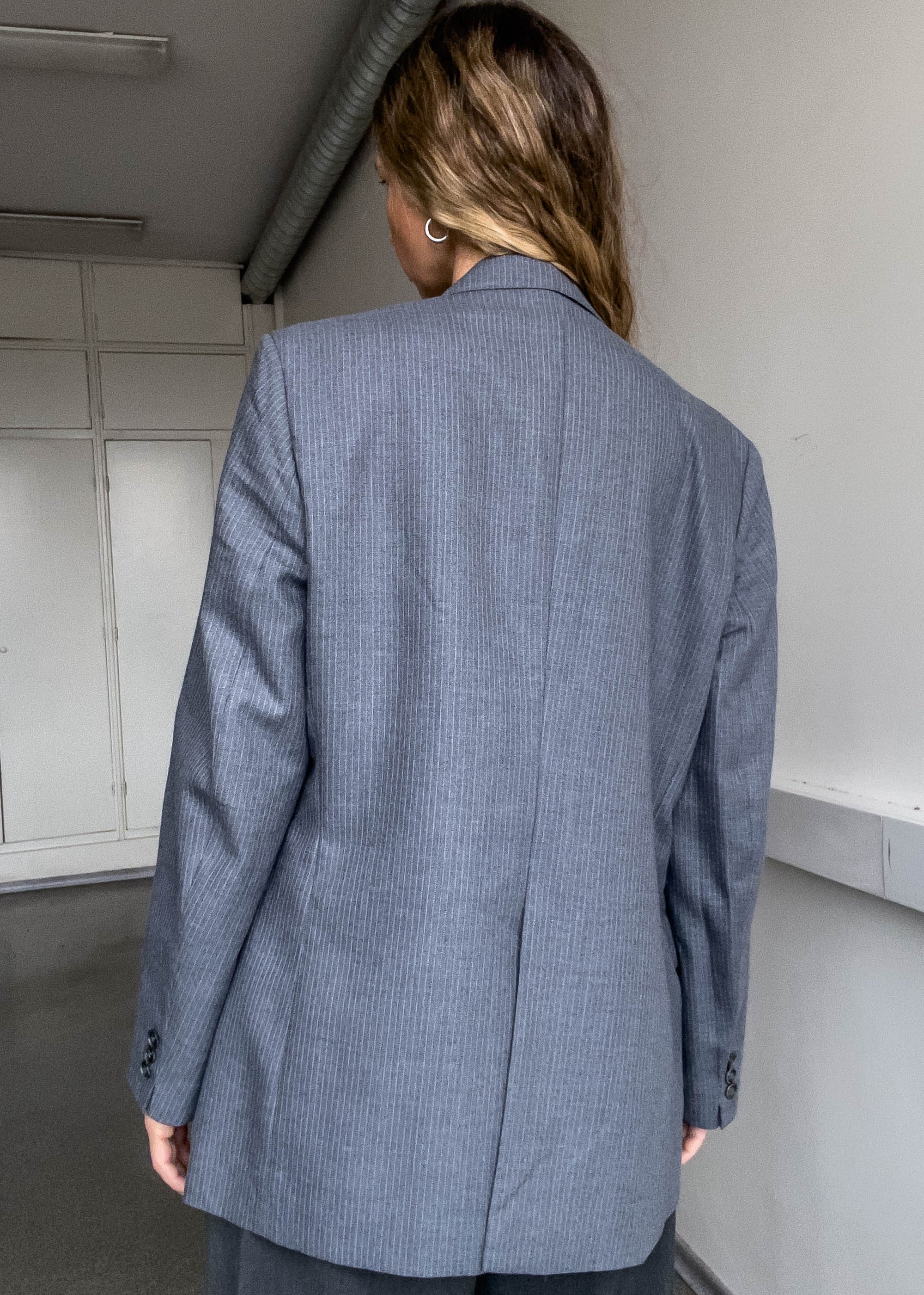 Vintage Oversized Blazer in Grey & Blue Tones