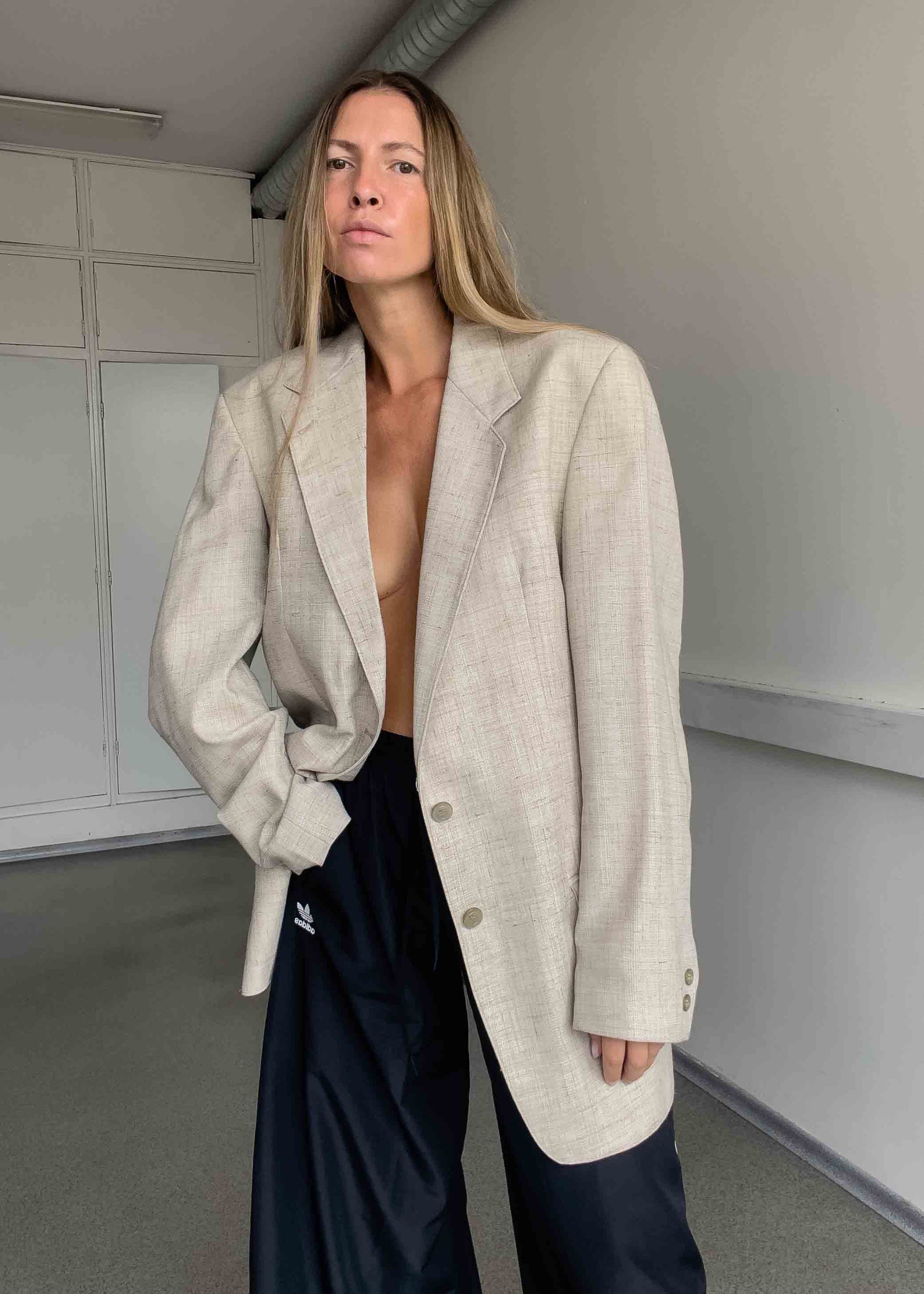 Vintage Beige Oversized Blazer